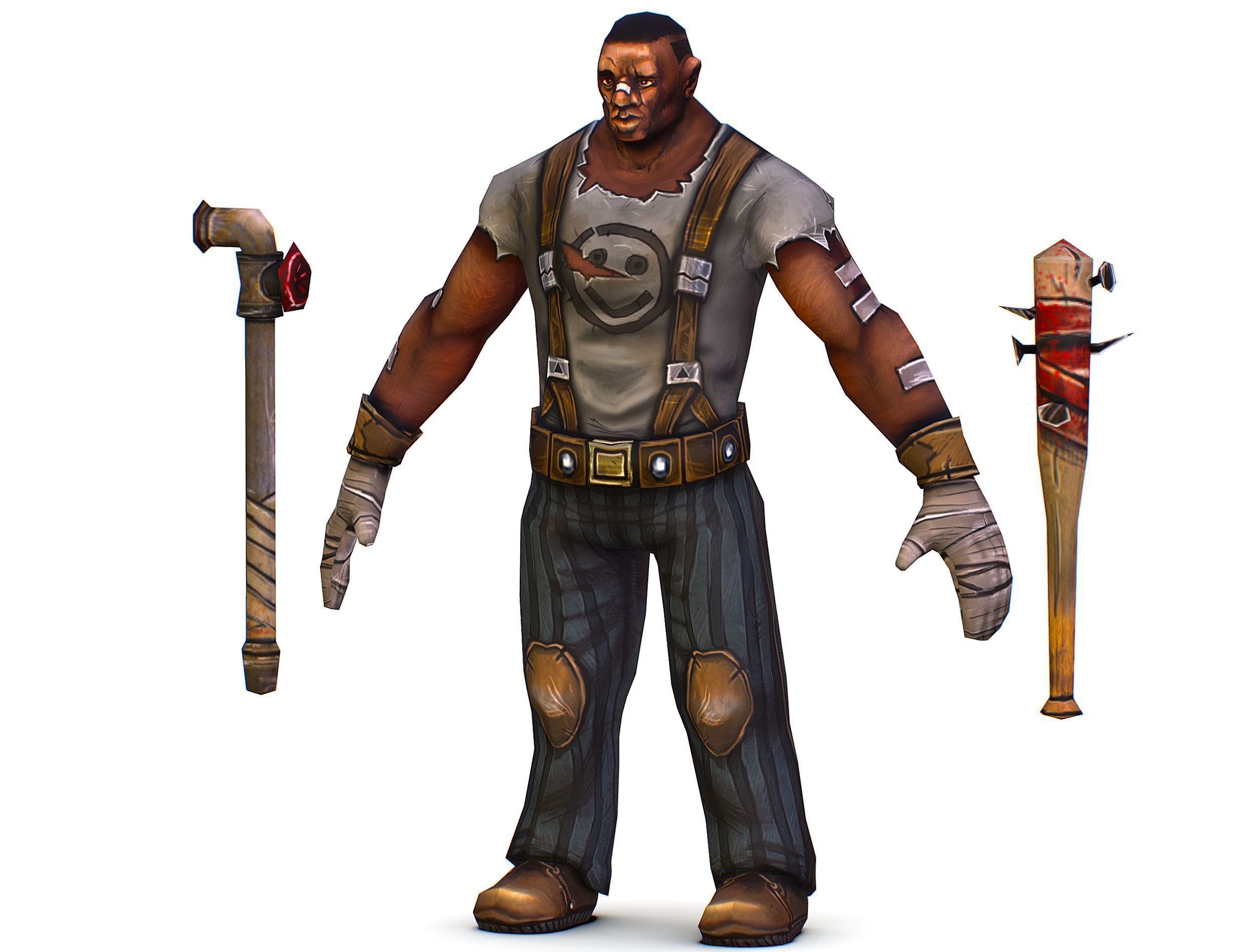 Low Poly Bandit Man Cartoon Character Low-poly 3D model_1