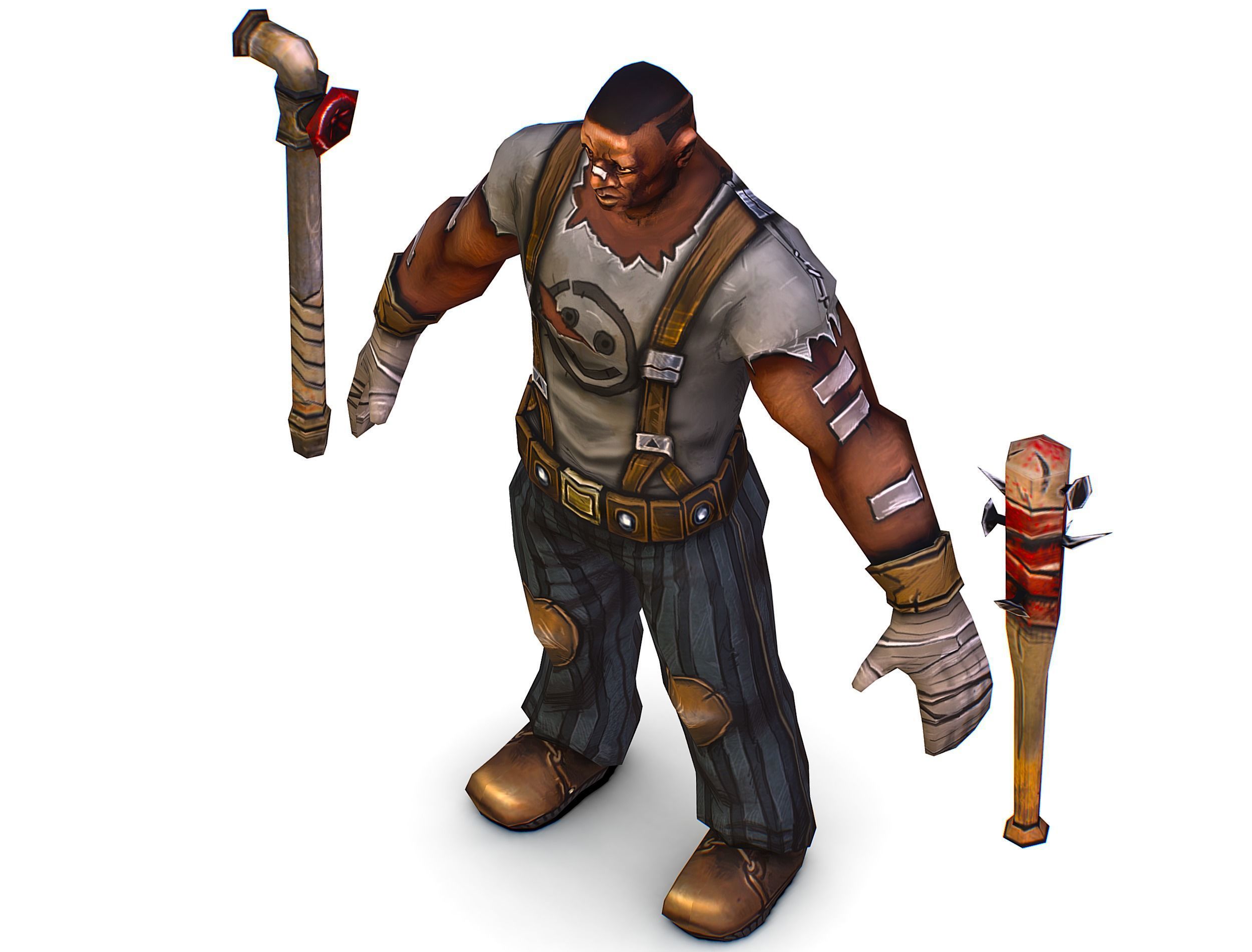 Low Poly Bandit Man Cartoon Character Low-poly 3D model_13