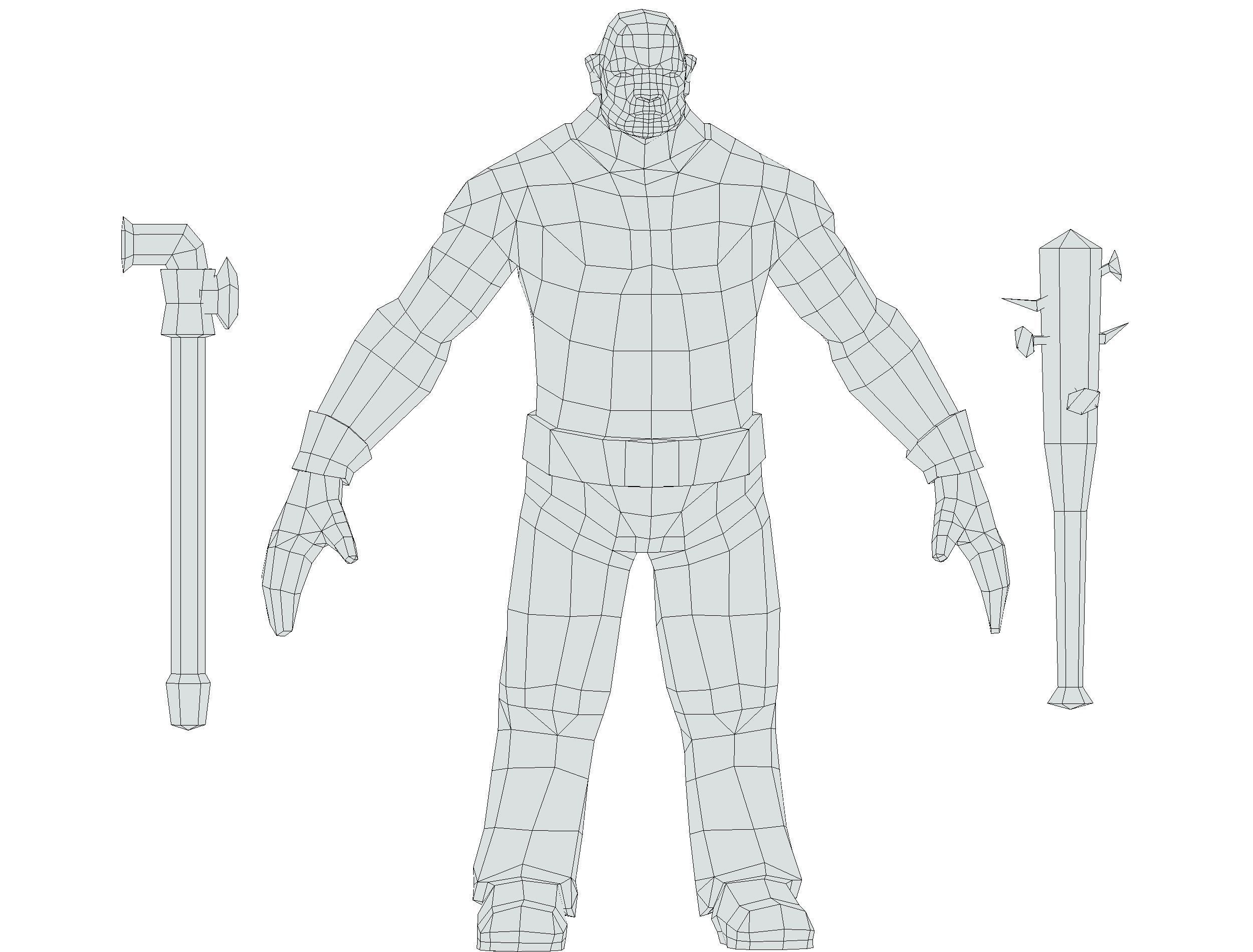 Low Poly Bandit Man Cartoon Character Low-poly 3D model_18