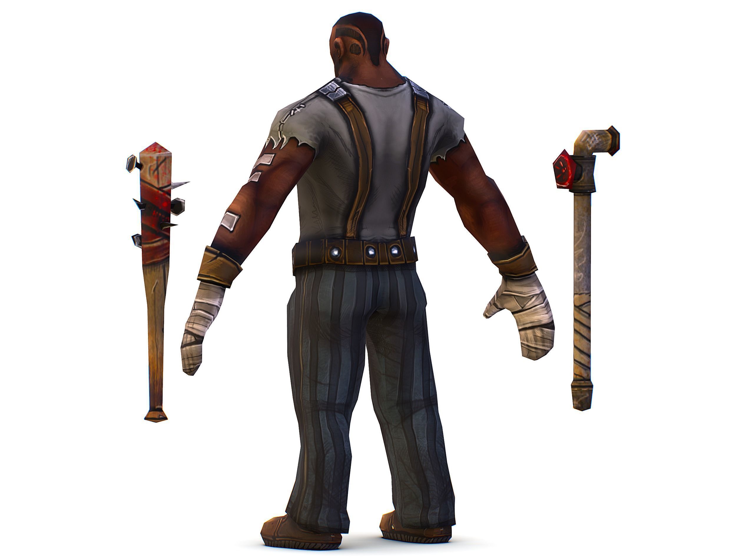 Low Poly Bandit Man Cartoon Character Low-poly 3D model_6