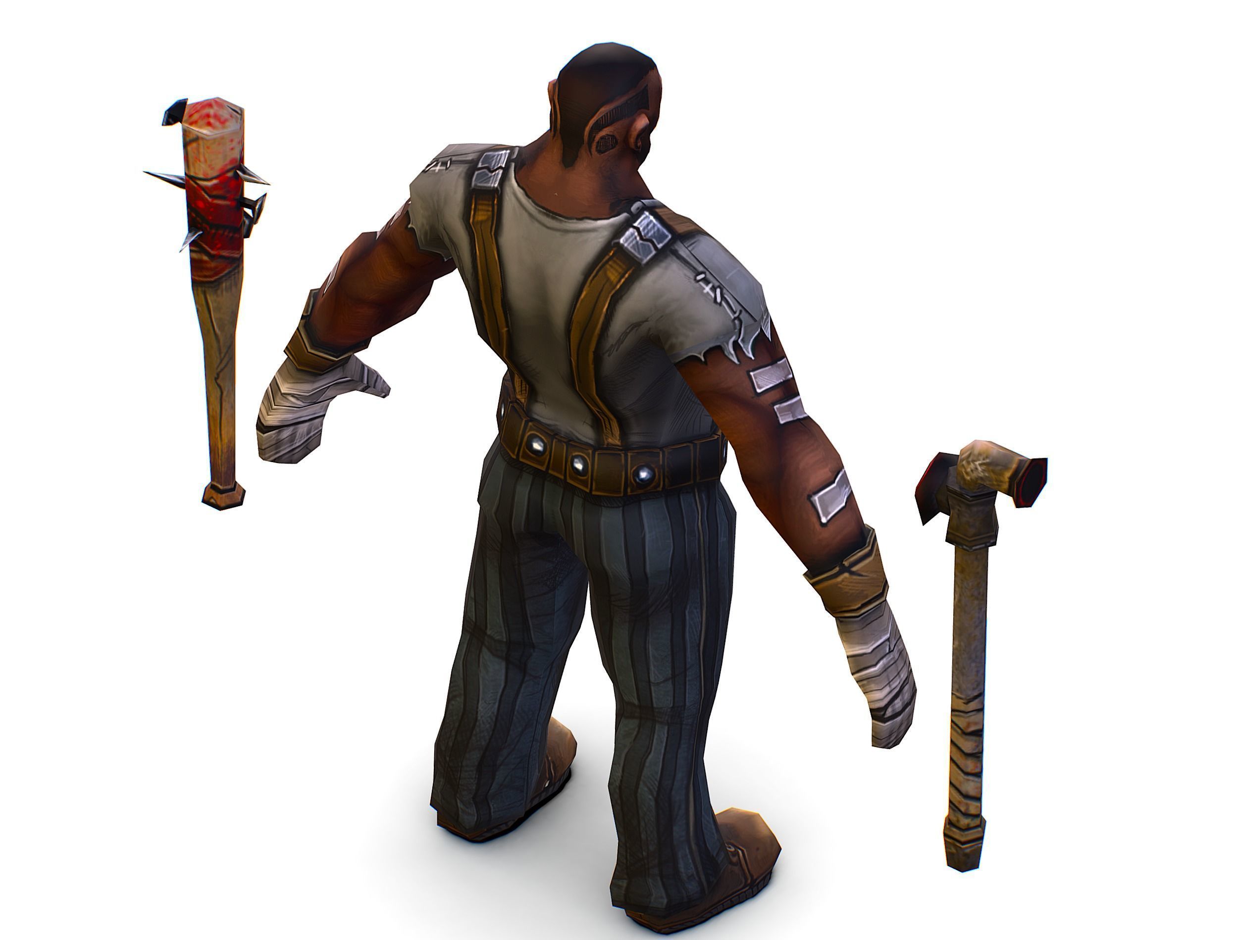 Low Poly Bandit Man Cartoon Character Low-poly 3D model_15