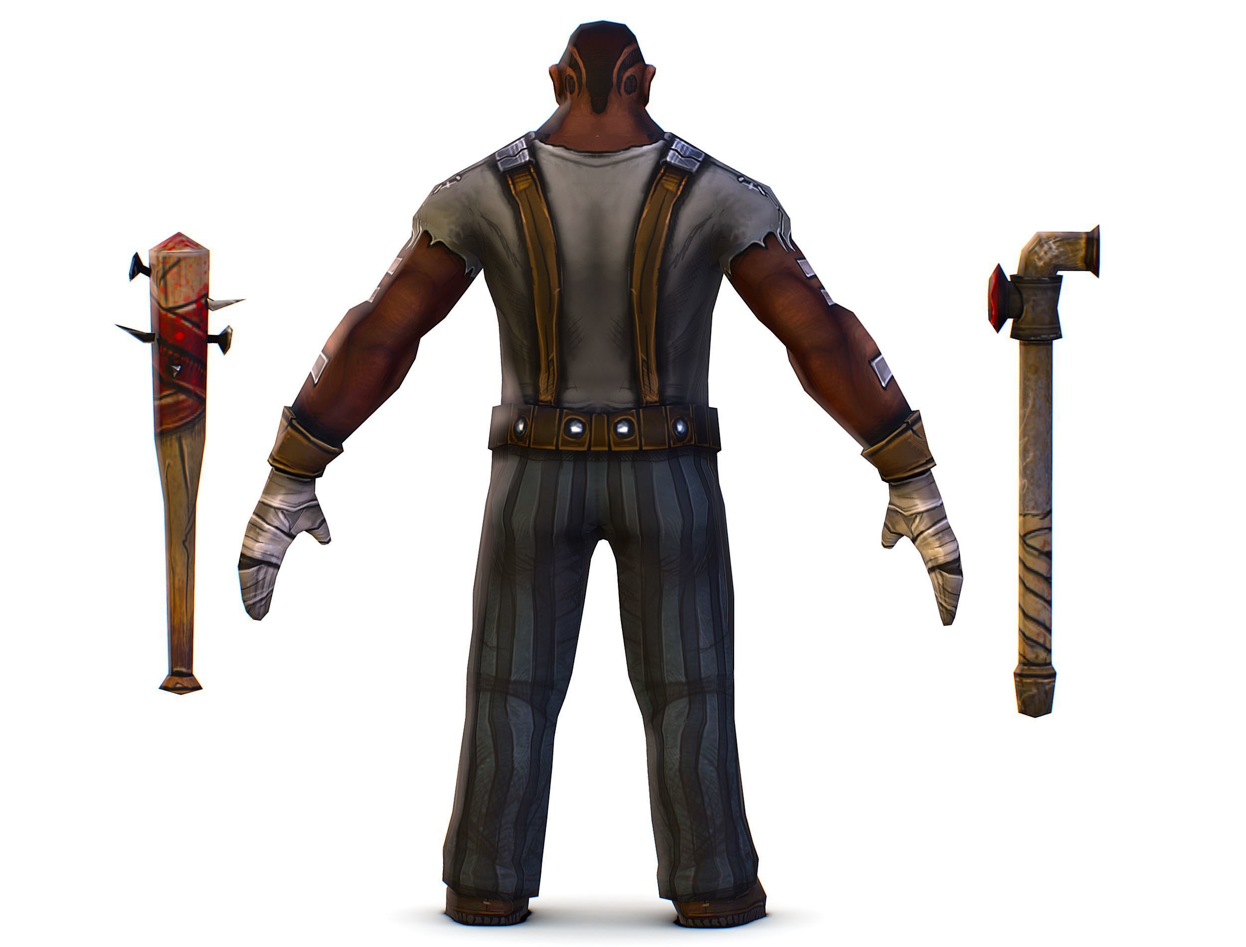 Low Poly Bandit Man Cartoon Character Low-poly 3D model_7