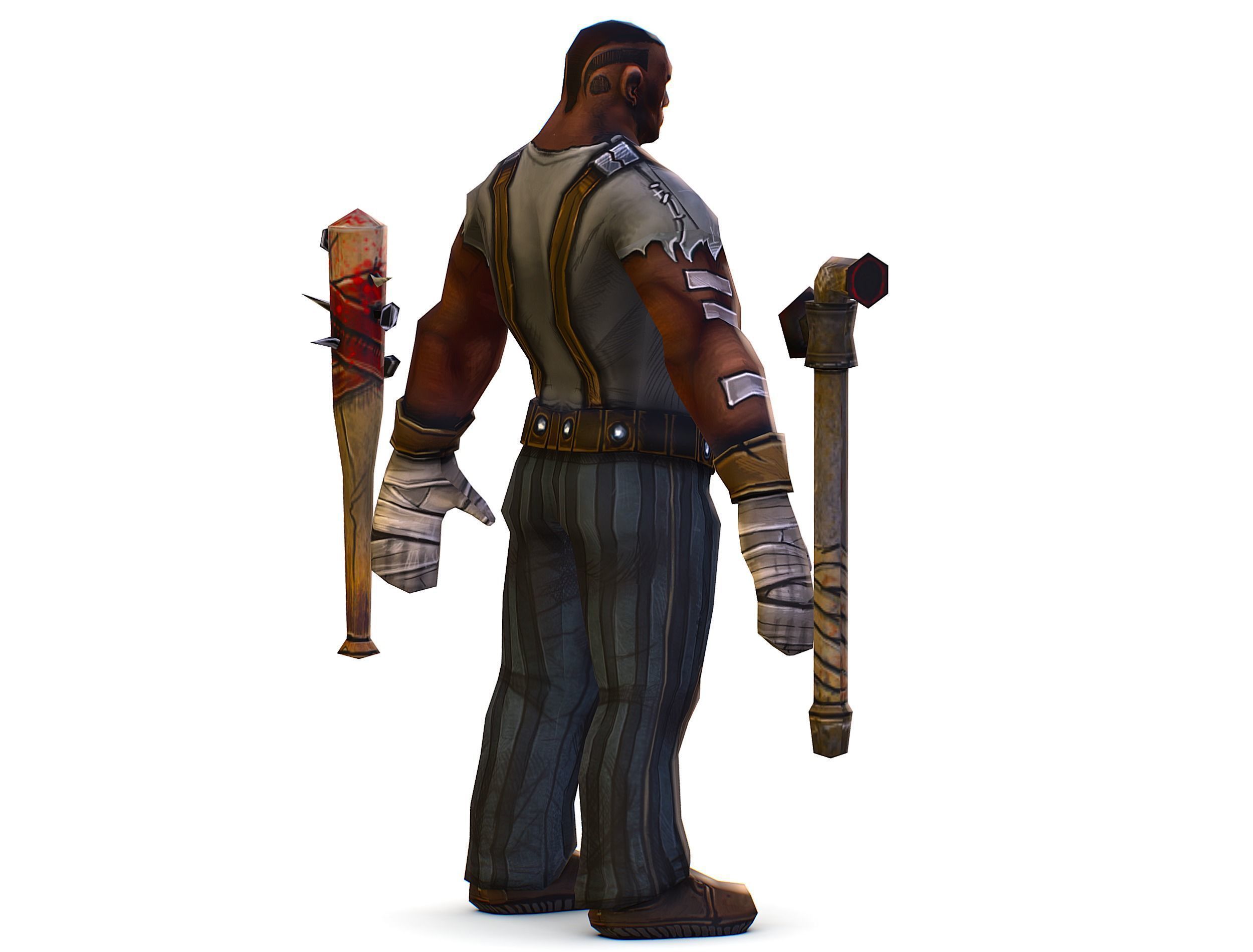 Low Poly Bandit Man Cartoon Character Low-poly 3D model_8