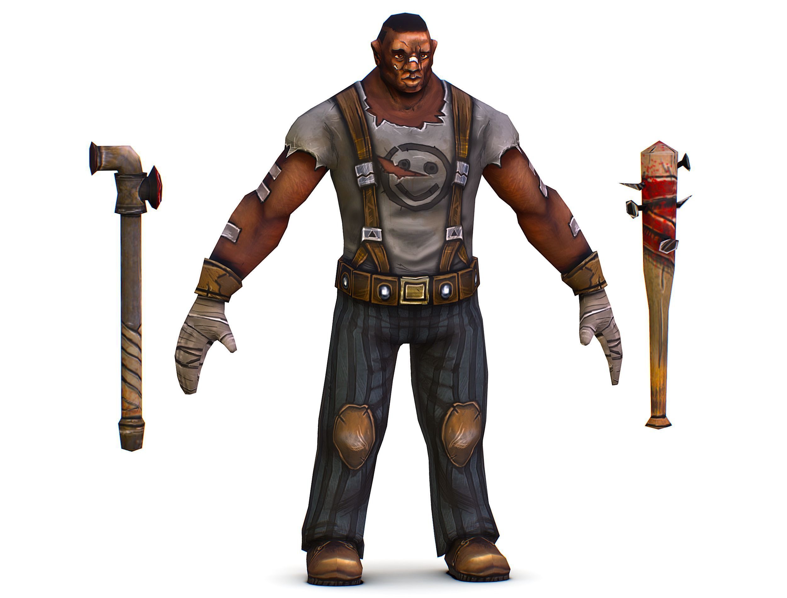 Low Poly Bandit Man Cartoon Character Low-poly 3D model_11