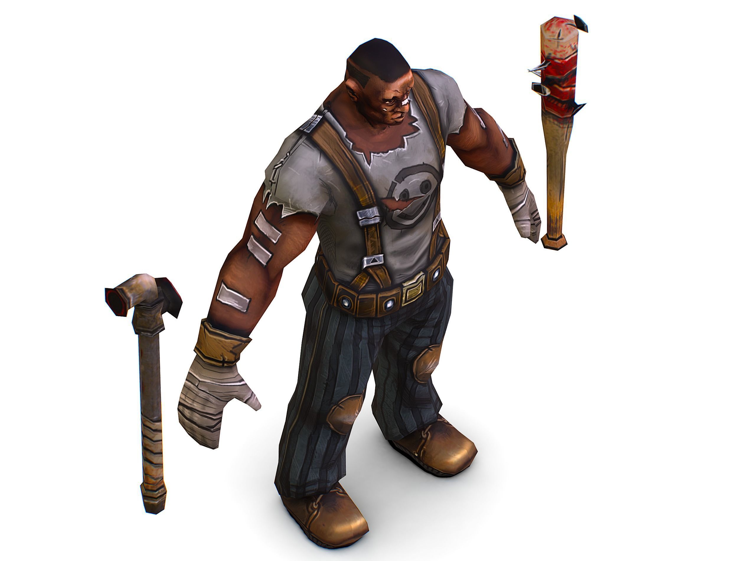 Low Poly Bandit Man Cartoon Character Low-poly 3D model_12