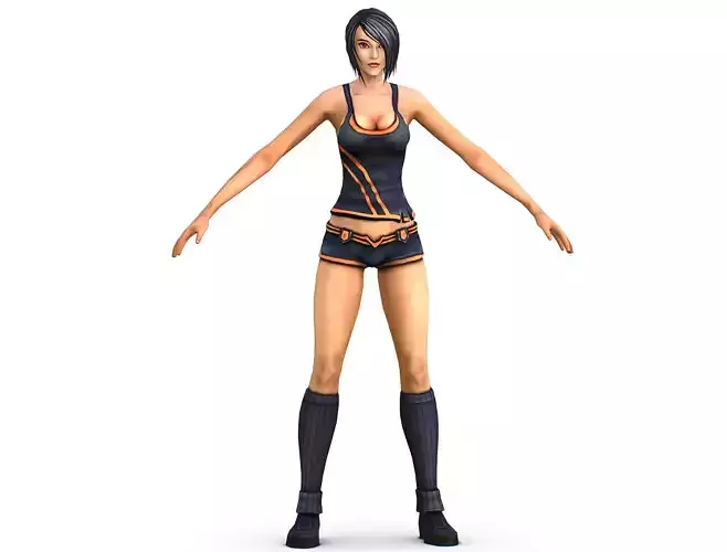 Low Poly Woman Cartoon Character