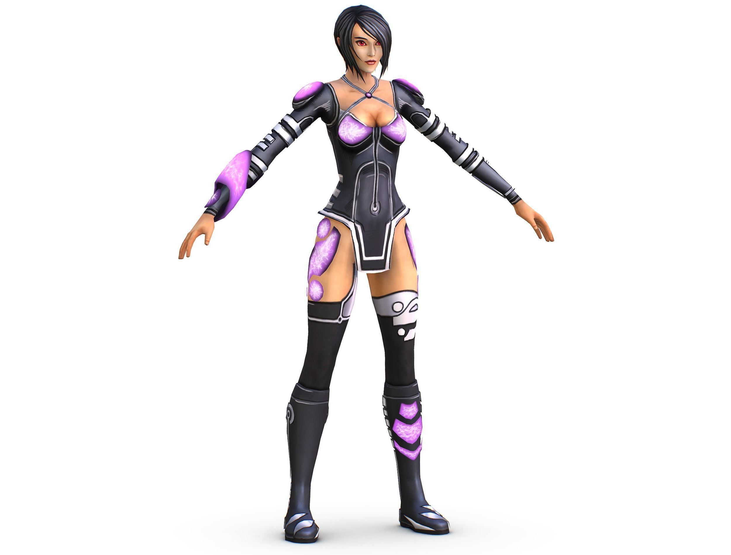 Low Poly Woman Cartoon Character Low-poly 3D model_5