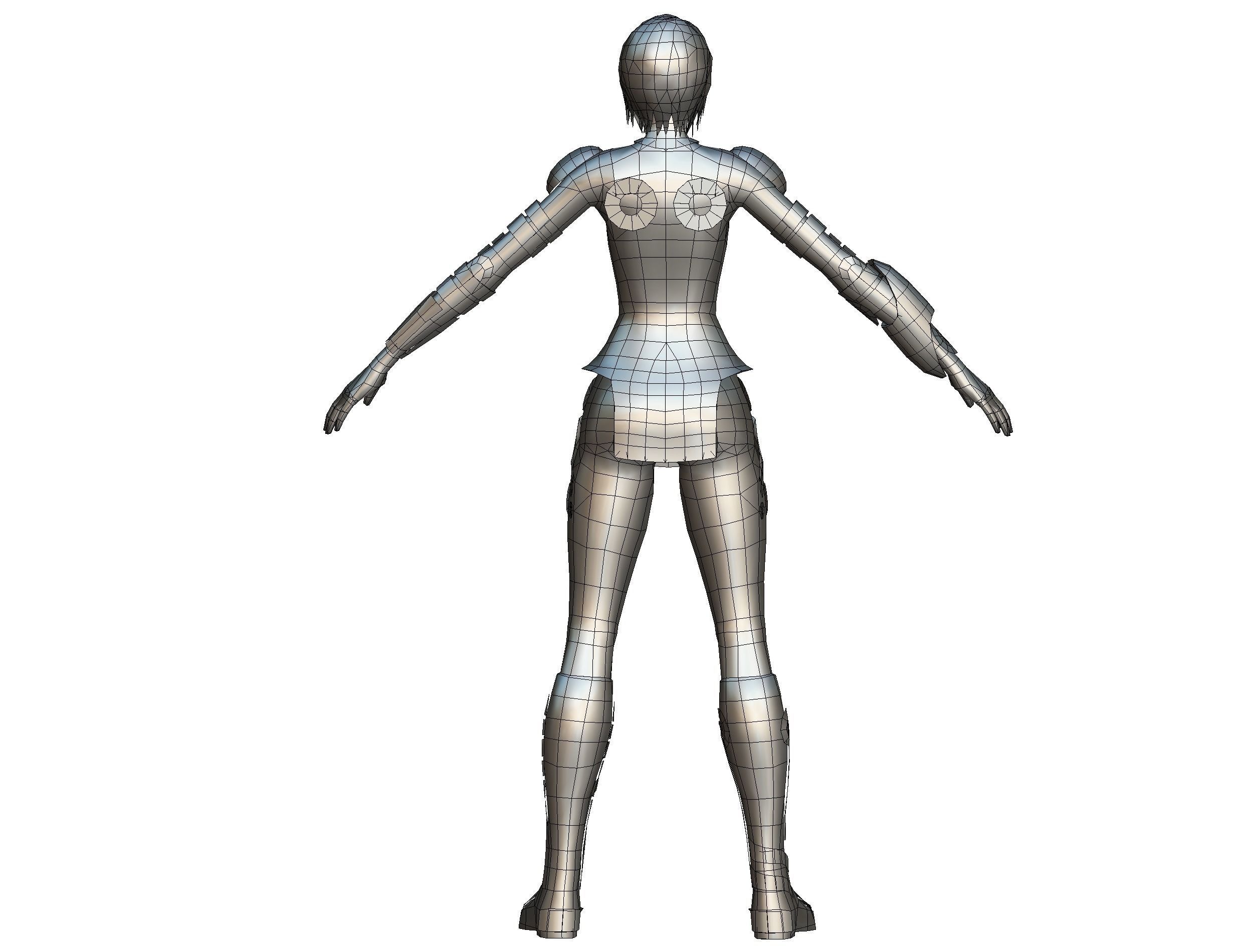 Low Poly Woman Cartoon Character Low-poly 3D model_17