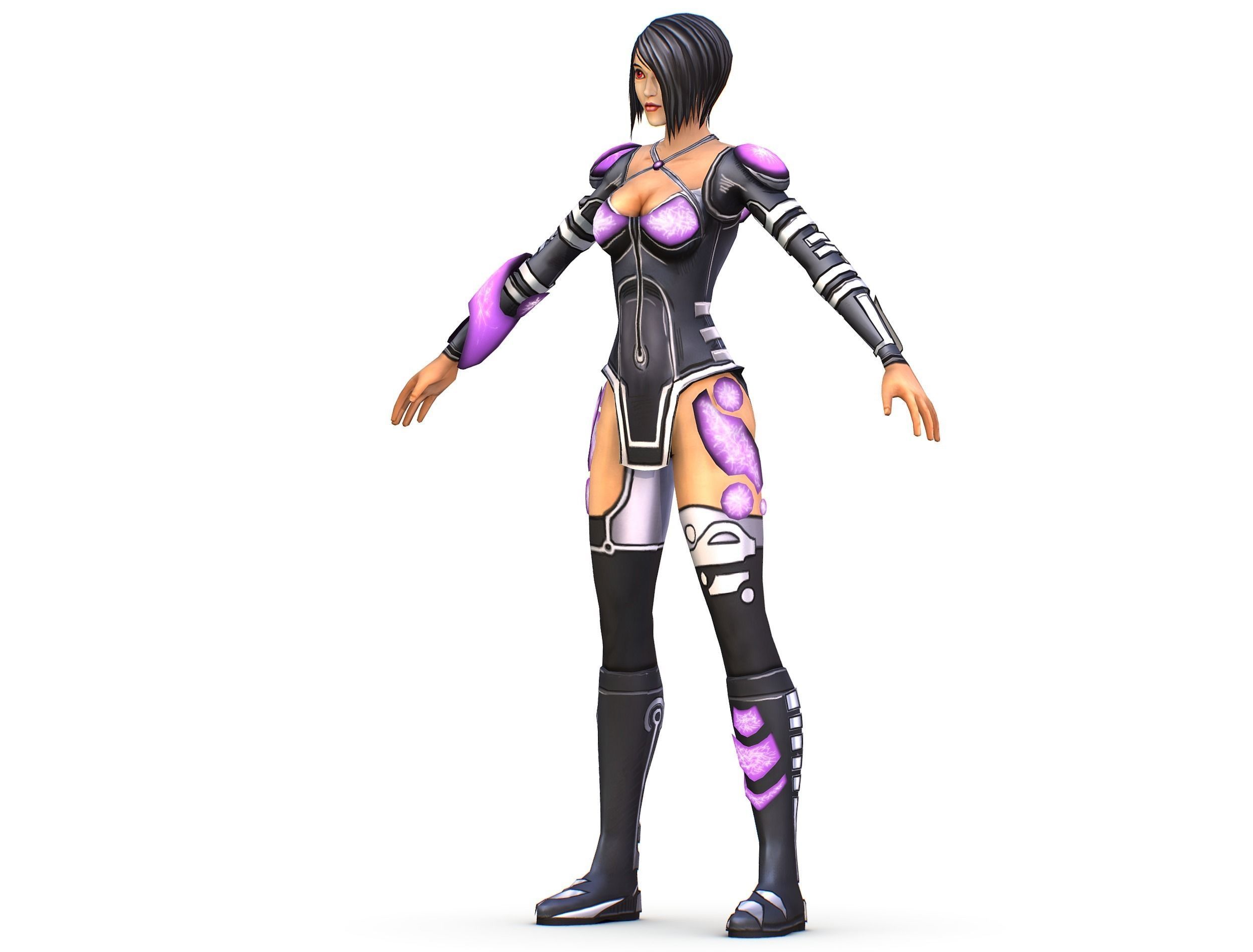 Low Poly Woman Cartoon Character Low-poly 3D model_1