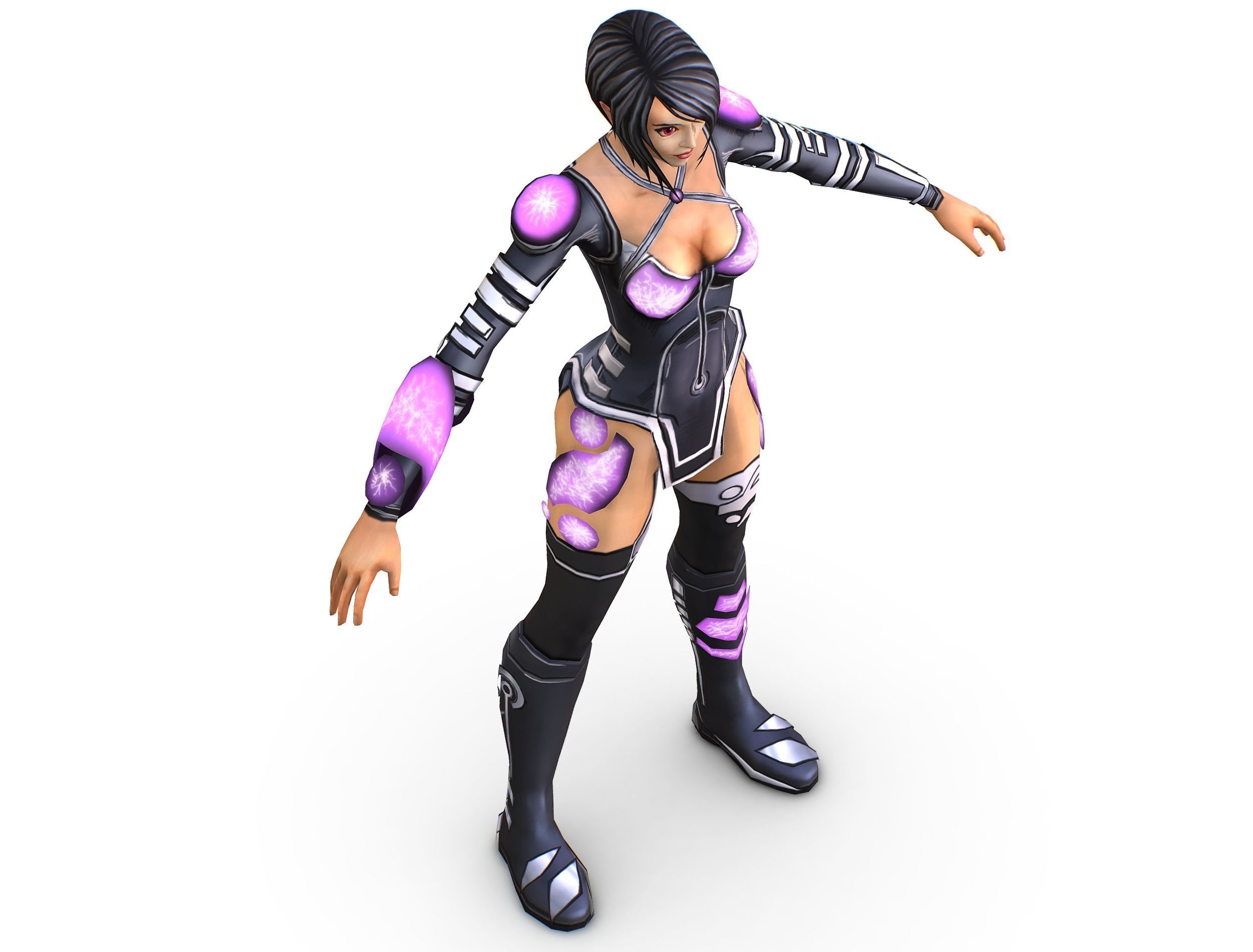 Low Poly Woman Cartoon Character Low-poly 3D model_7