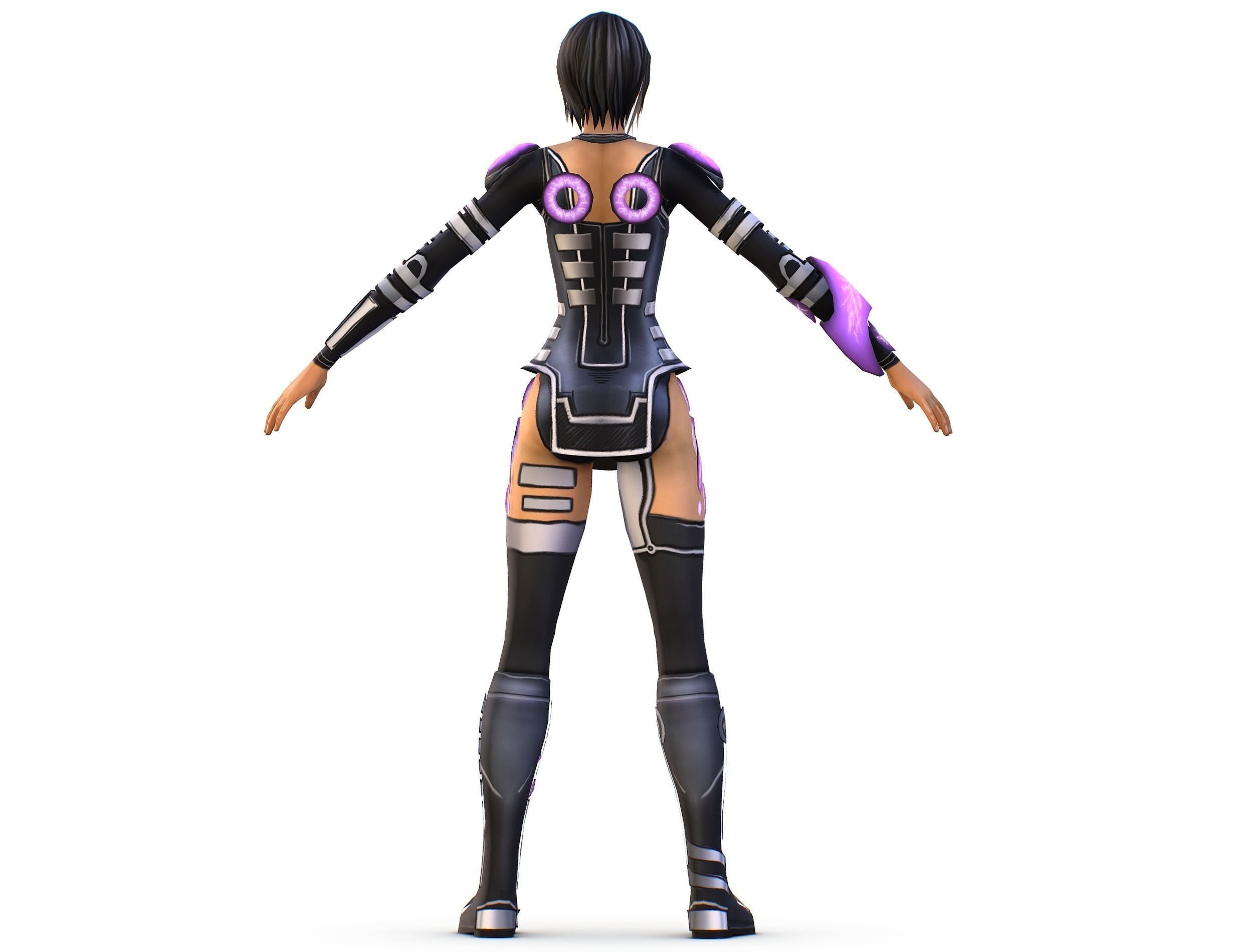 Low Poly Woman Cartoon Character Low-poly 3D model_8