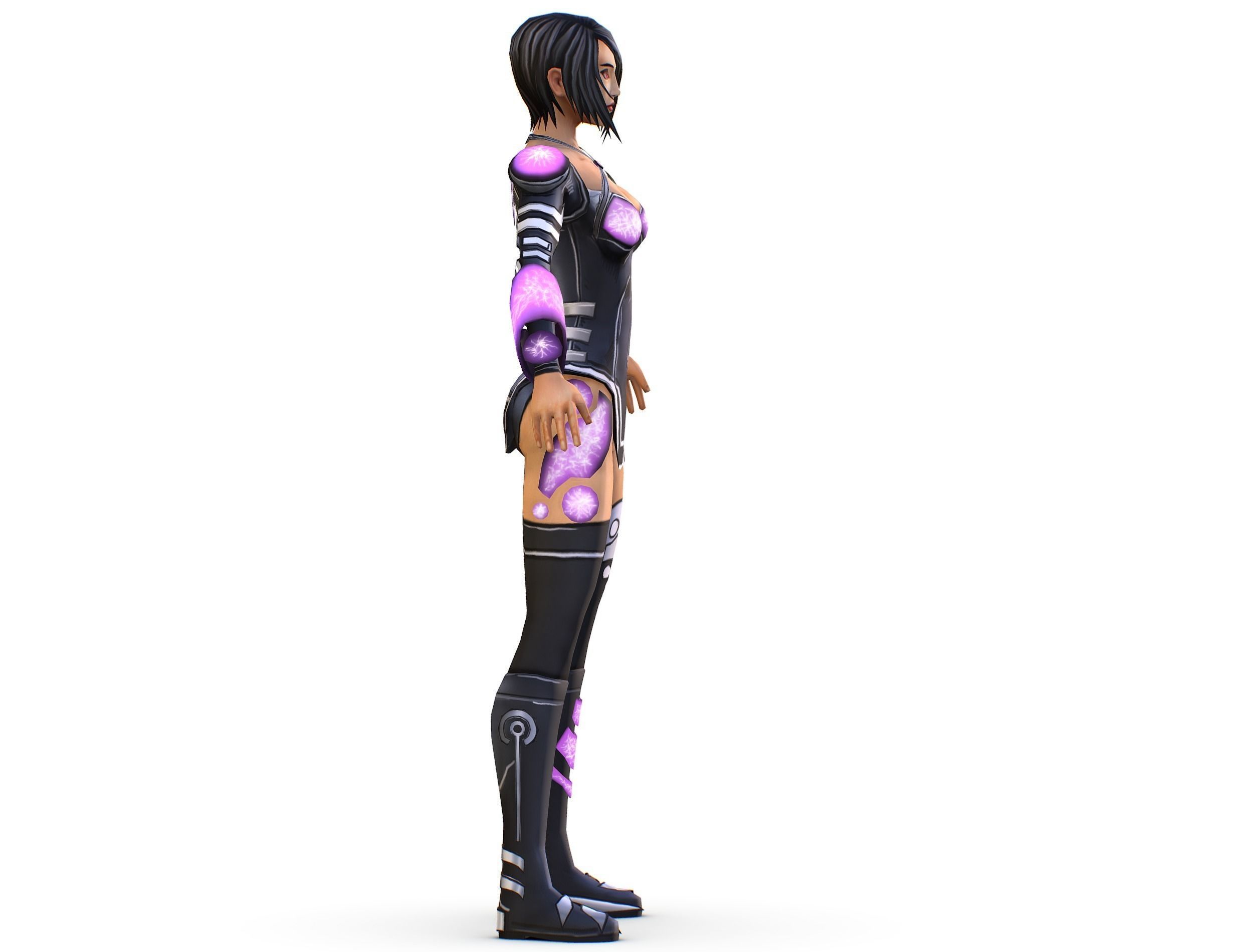 Low Poly Woman Cartoon Character Low-poly 3D model_4