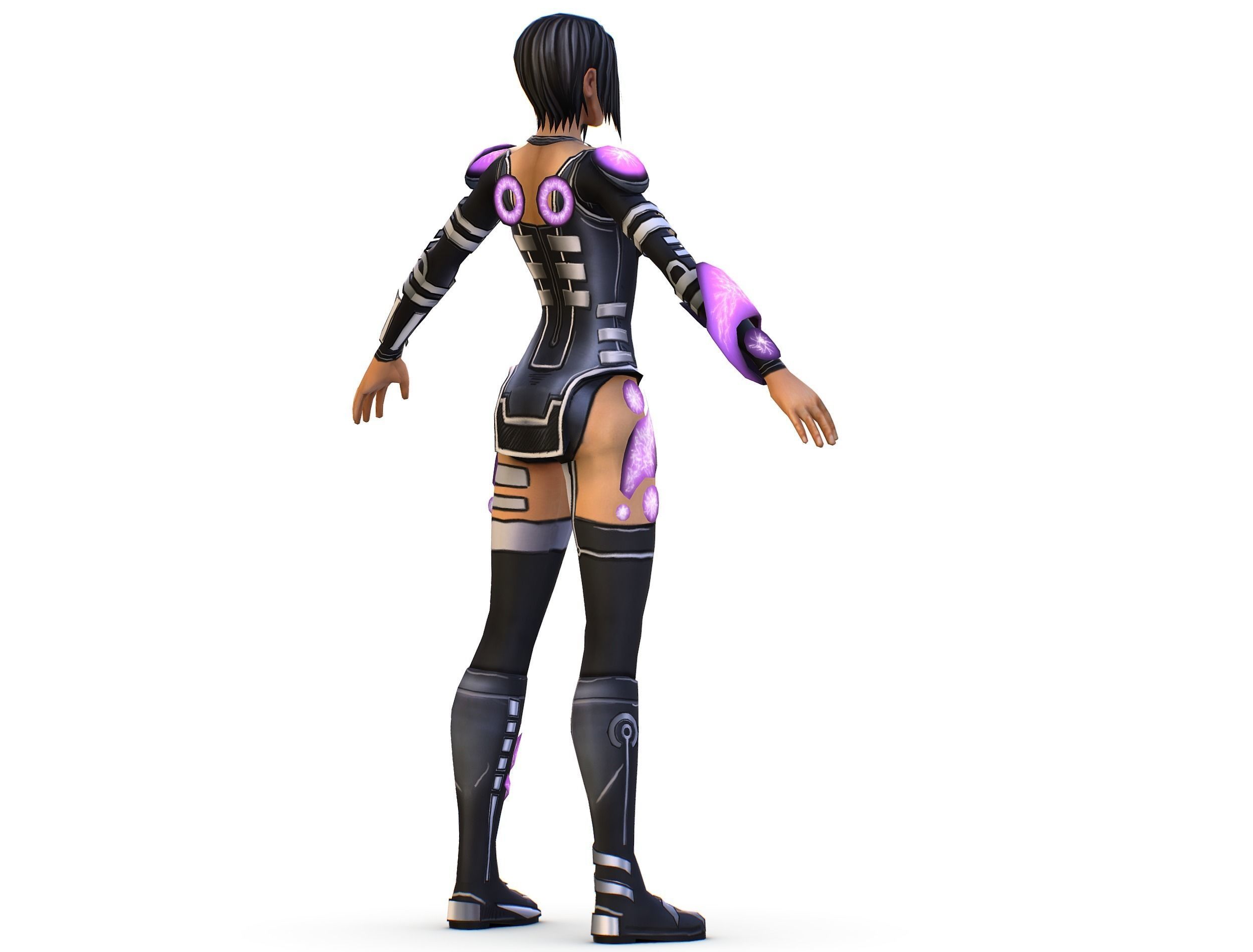 Low Poly Woman Cartoon Character Low-poly 3D model_10