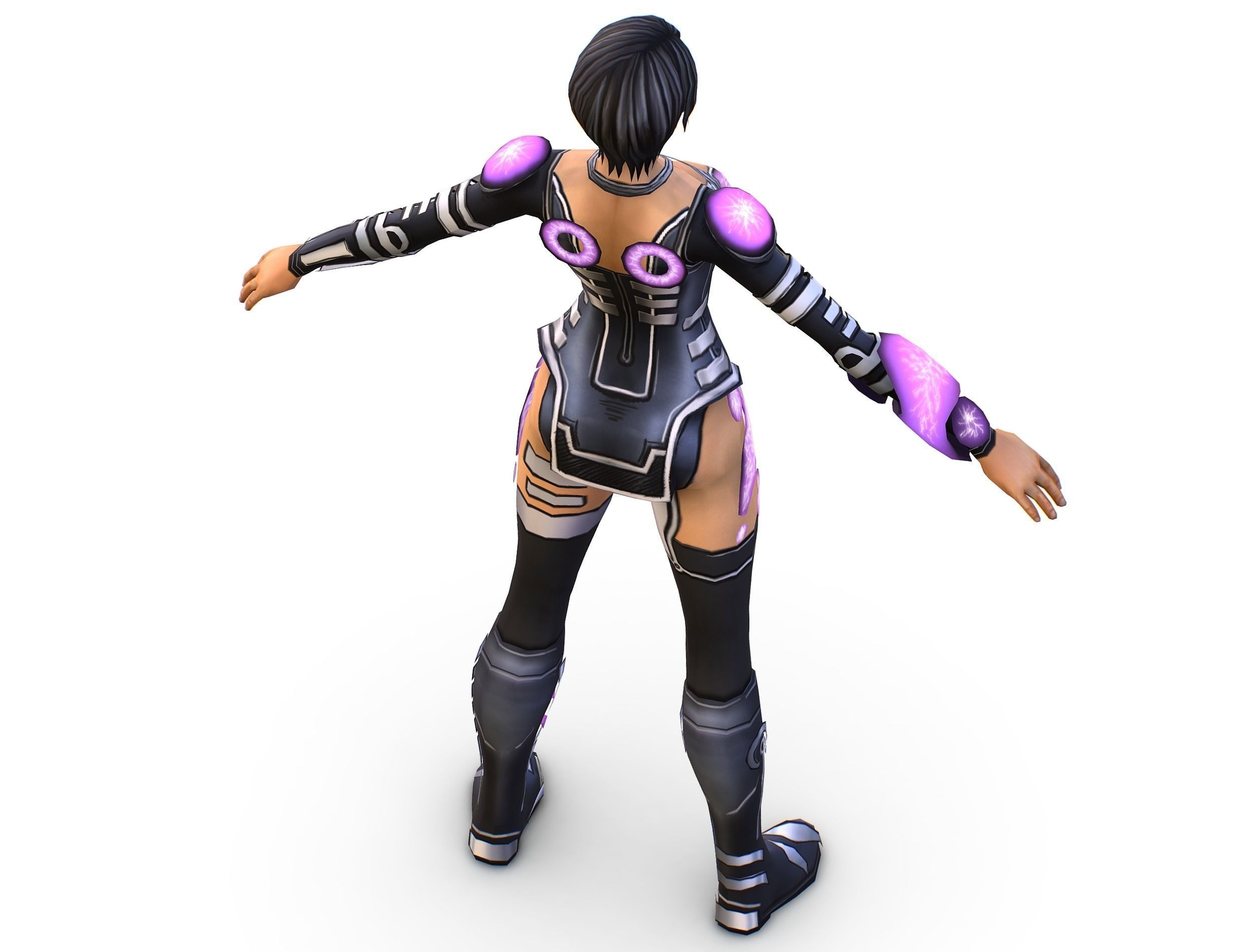 Low Poly Woman Cartoon Character Low-poly 3D model_9