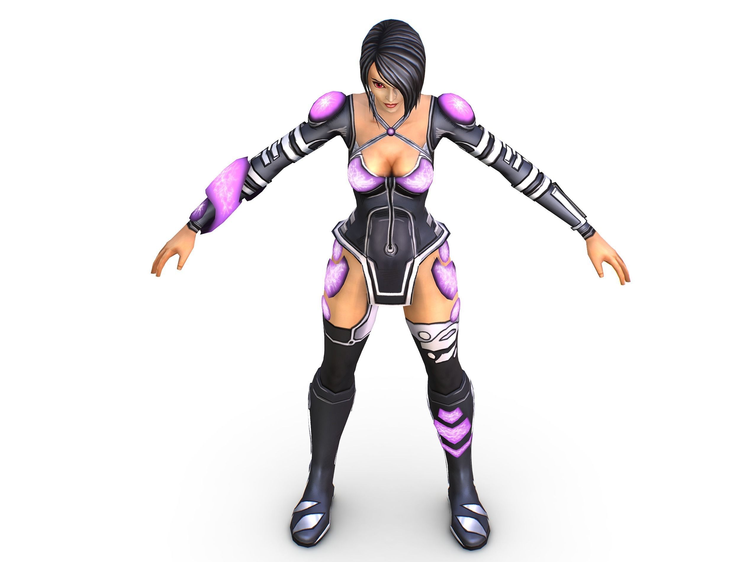 Low Poly Woman Cartoon Character Low-poly 3D model_6