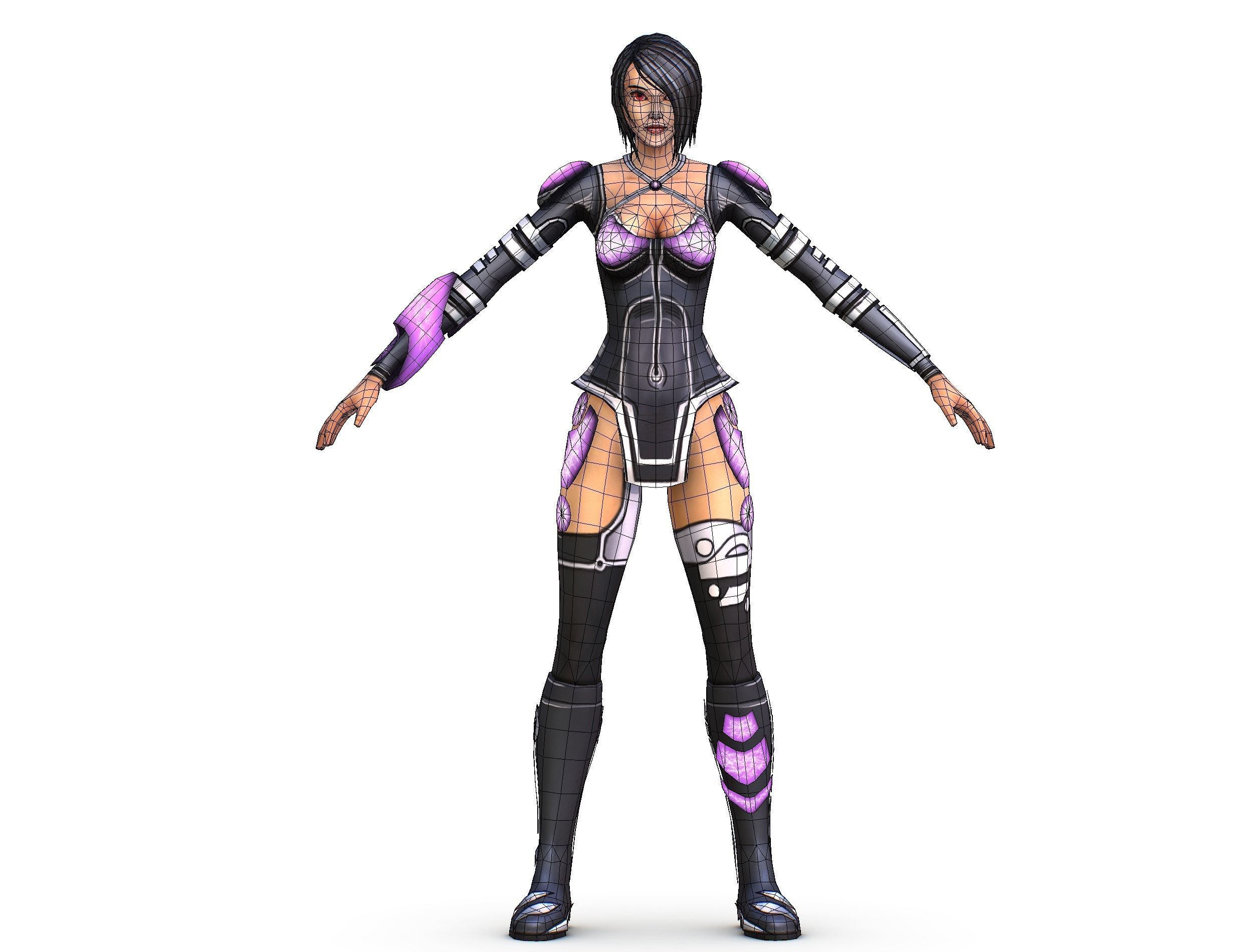 Low Poly Woman Cartoon Character Low-poly 3D model_18