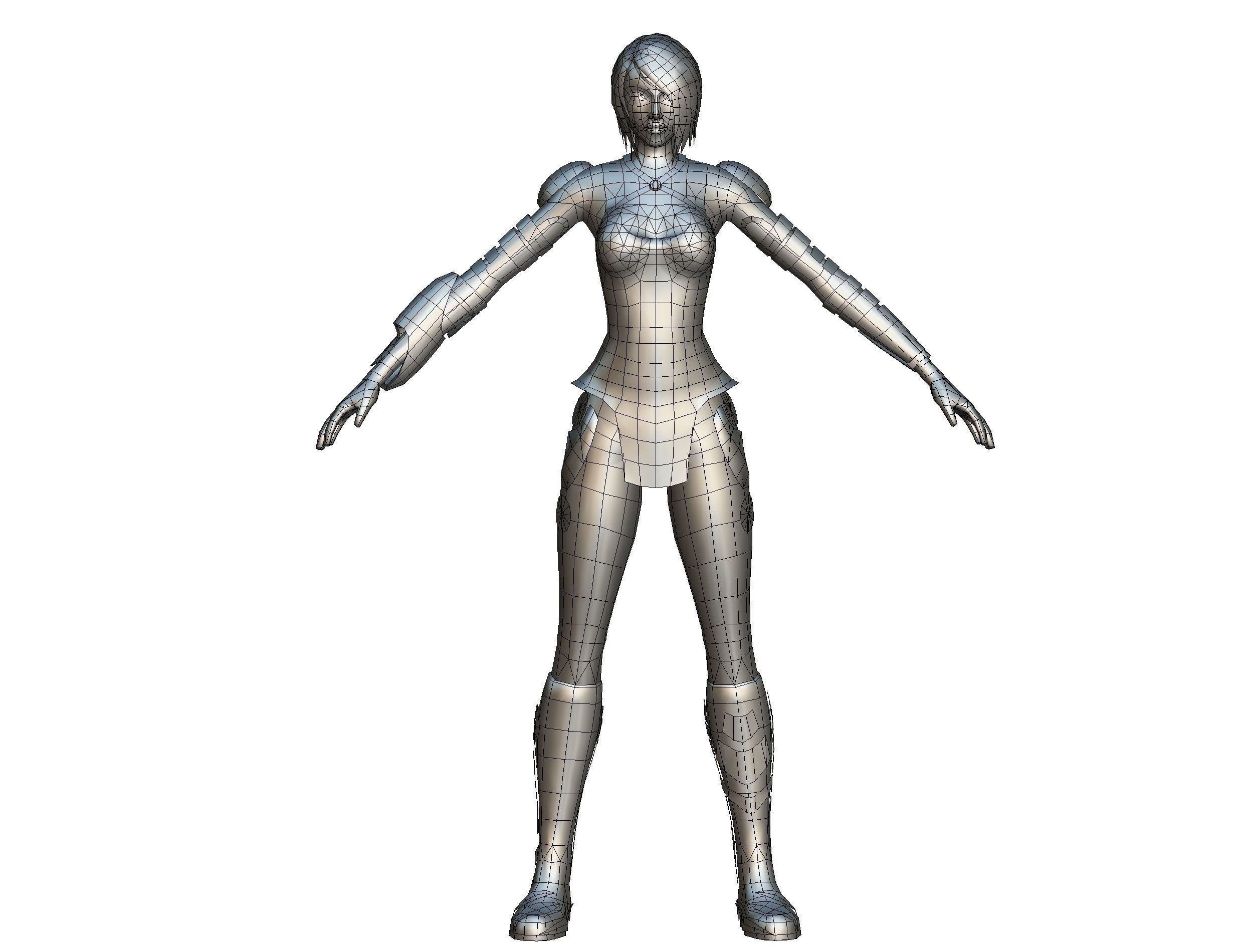 Low Poly Woman Cartoon Character Low-poly 3D model_15