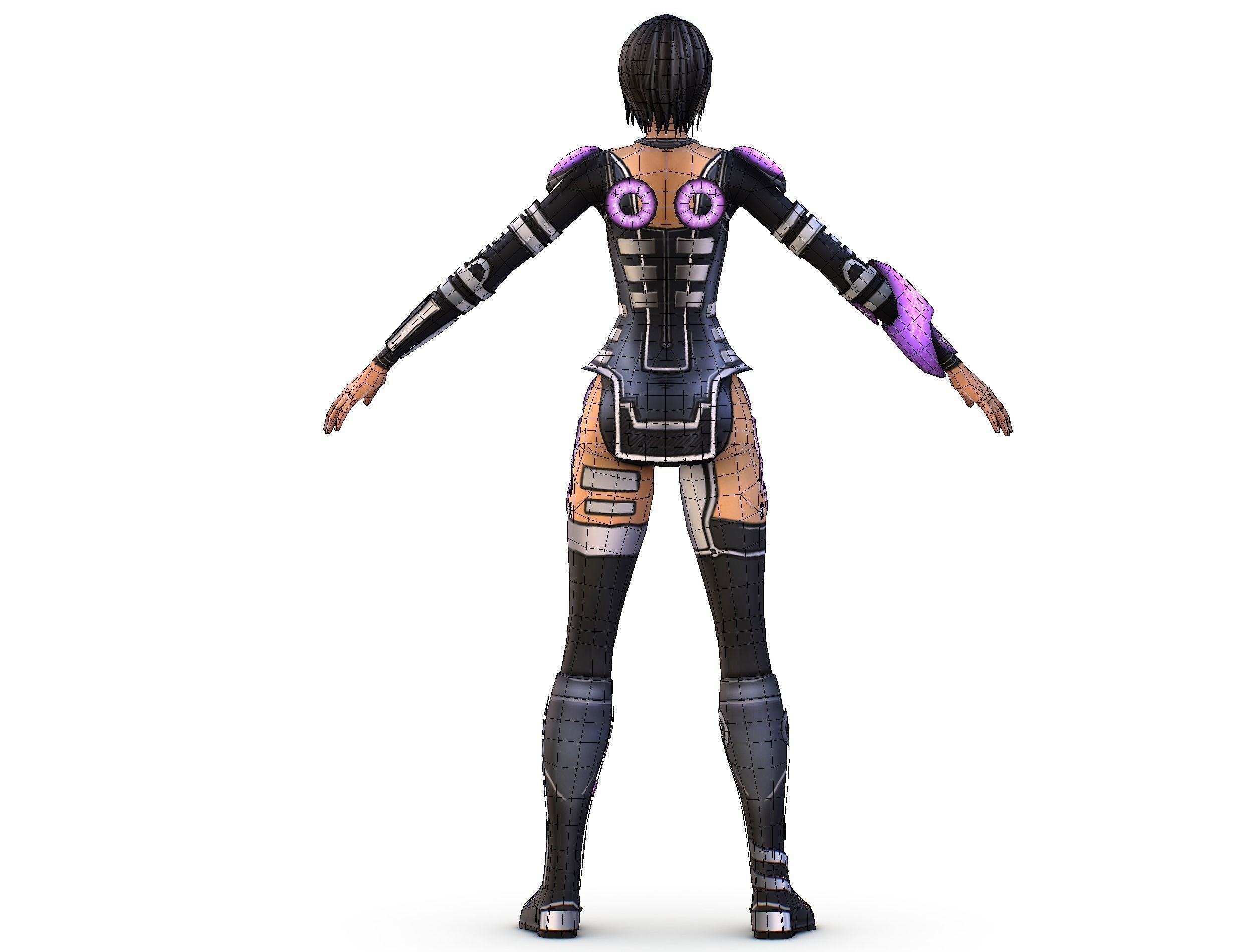 Low Poly Woman Cartoon Character Low-poly 3D model_16