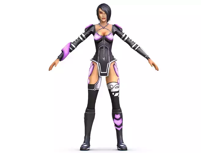 Low Poly Woman Cartoon Character Low-poly 3D model