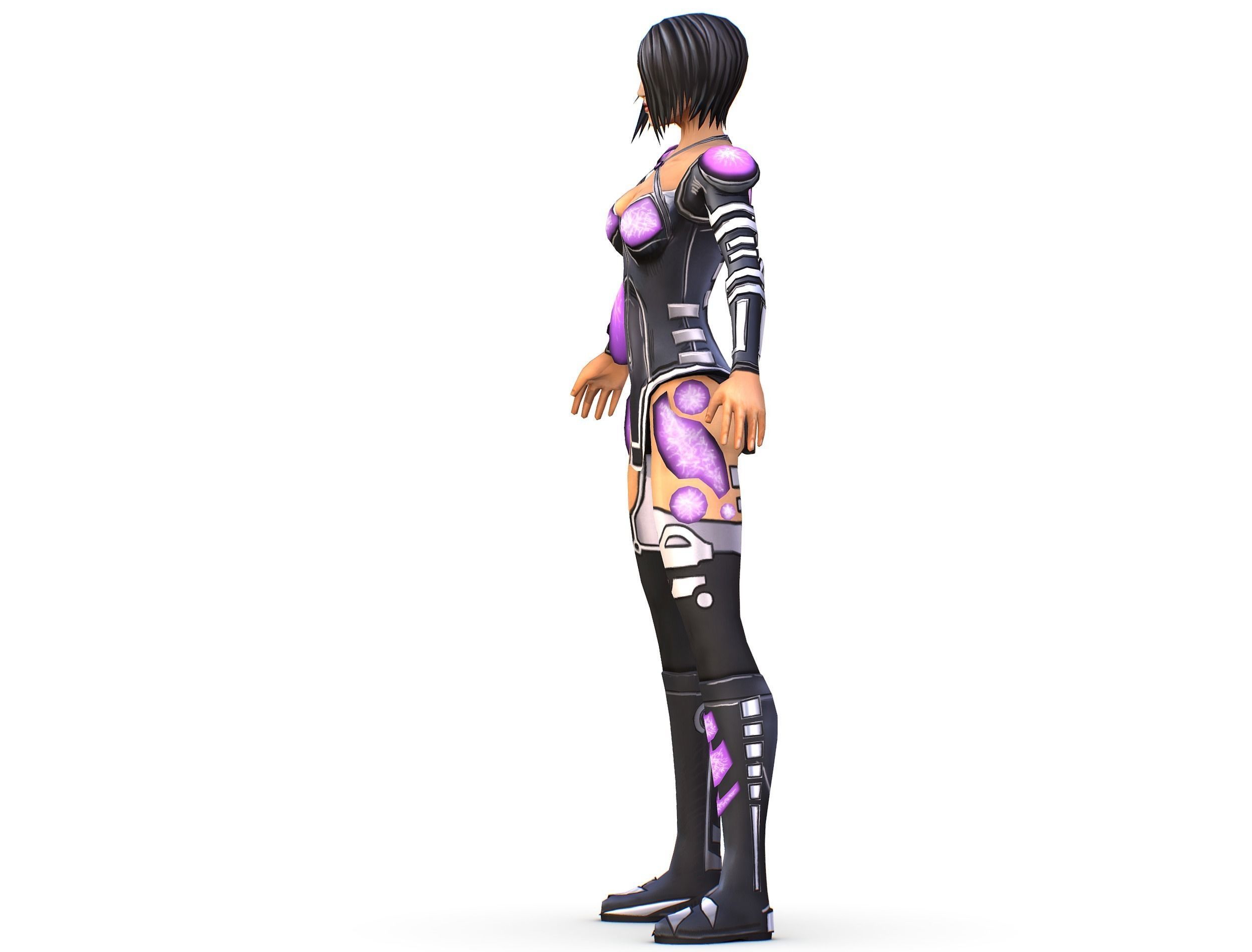 Low Poly Woman Cartoon Character Low-poly 3D model_2