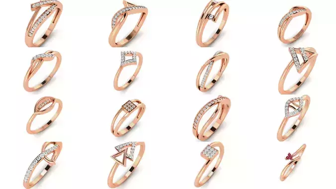 50  Ultra light wt minimalist Women Ring 3dm renders 3D Model Collection