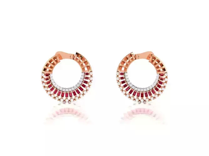 Ruby Women earrings 3dm render detail