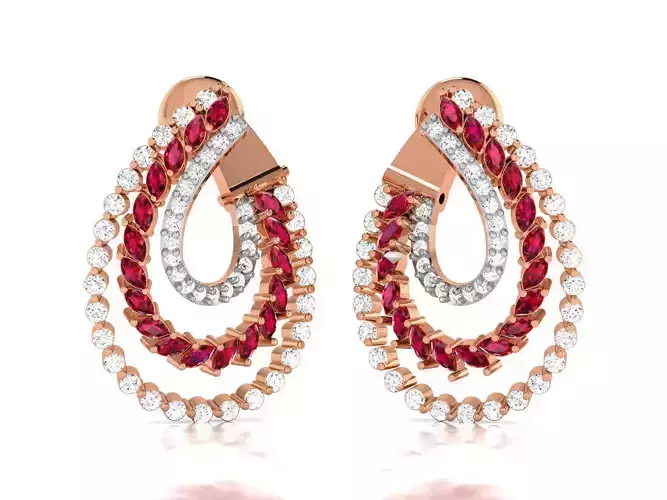 Ruby Women earrings 3dm render detail 3D print model