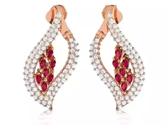 Ruby Women earrings 3dm render detail