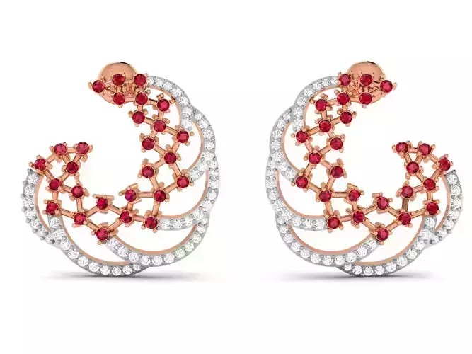 Ruby Galaxy Women earrings 3dm render detail