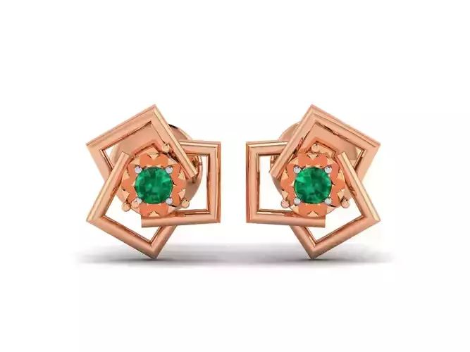 Square fusion diamond earrings 3dm render detail