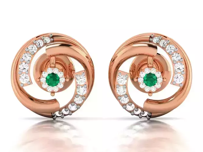 Women diamond studs earrings 3dm render detail