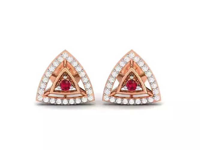 Triangular studs women earrings 3dm render detail