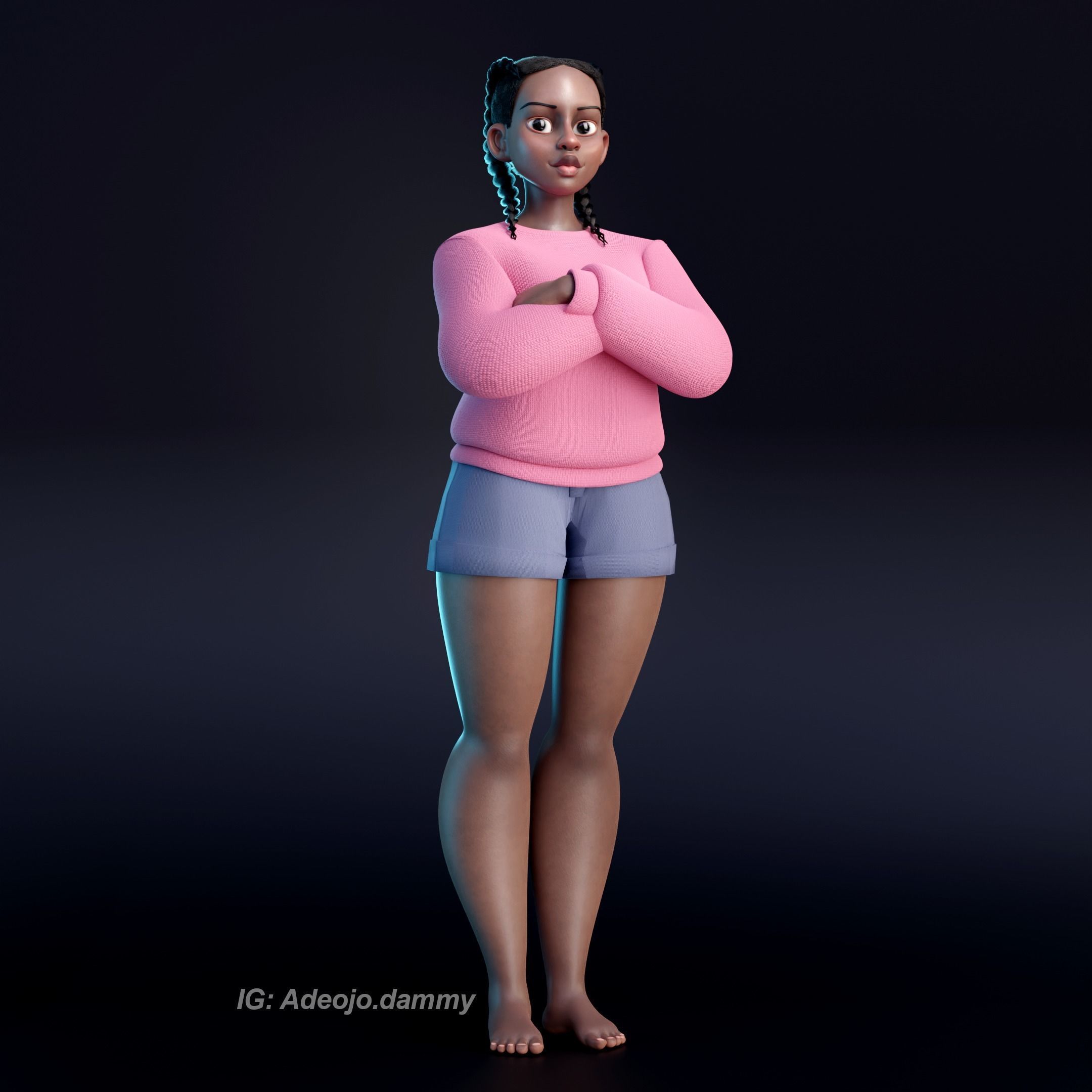 Stylized Female Character 3D model_2