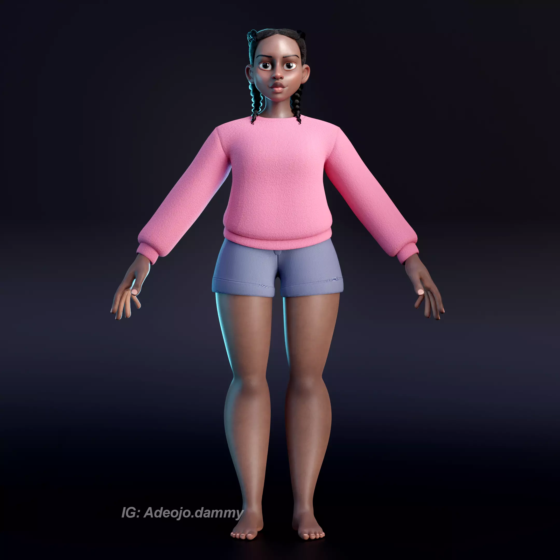 Stylized Female Character 3D model_0