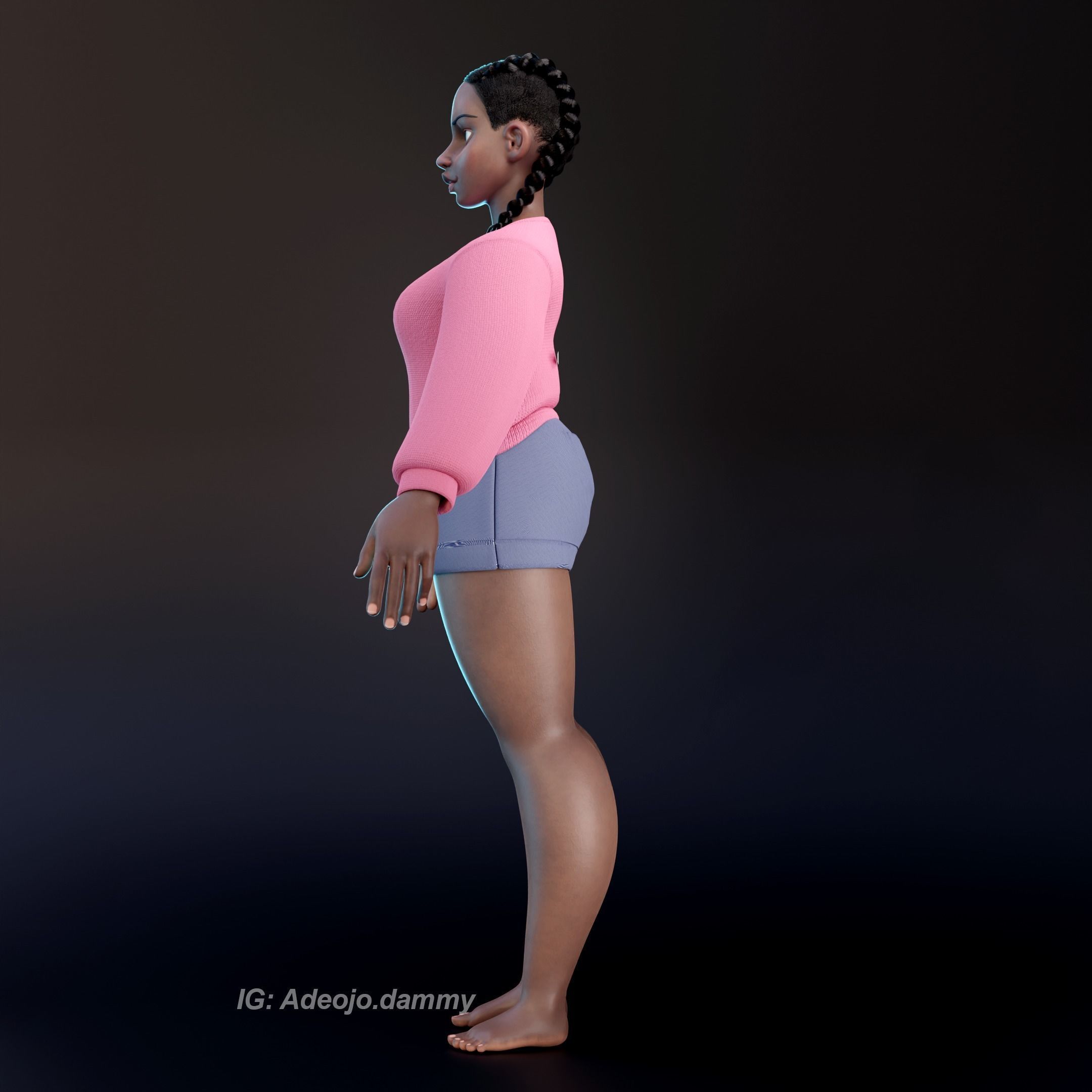 Stylized Female Character 3D model_1