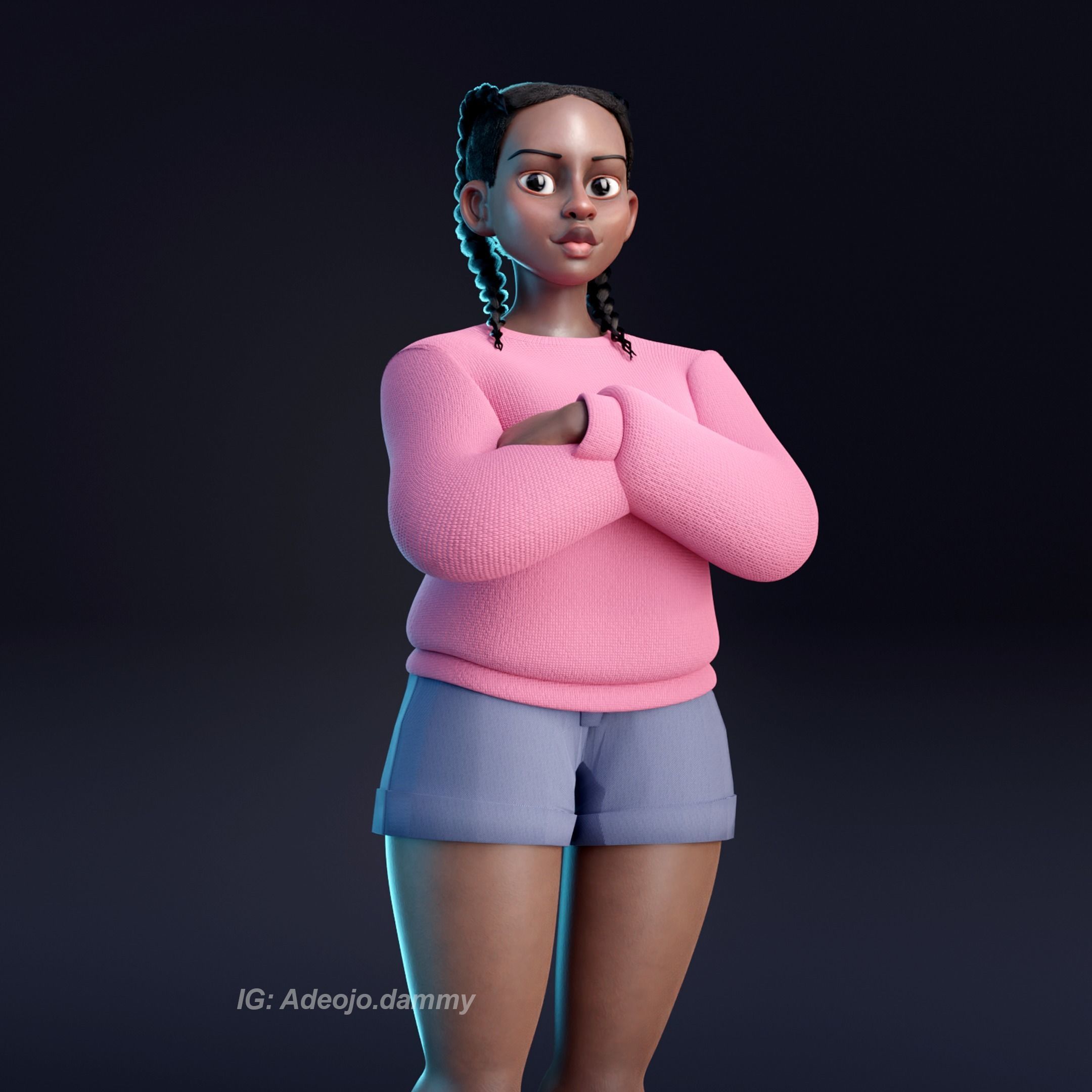 Stylized Female Character 3D model_3