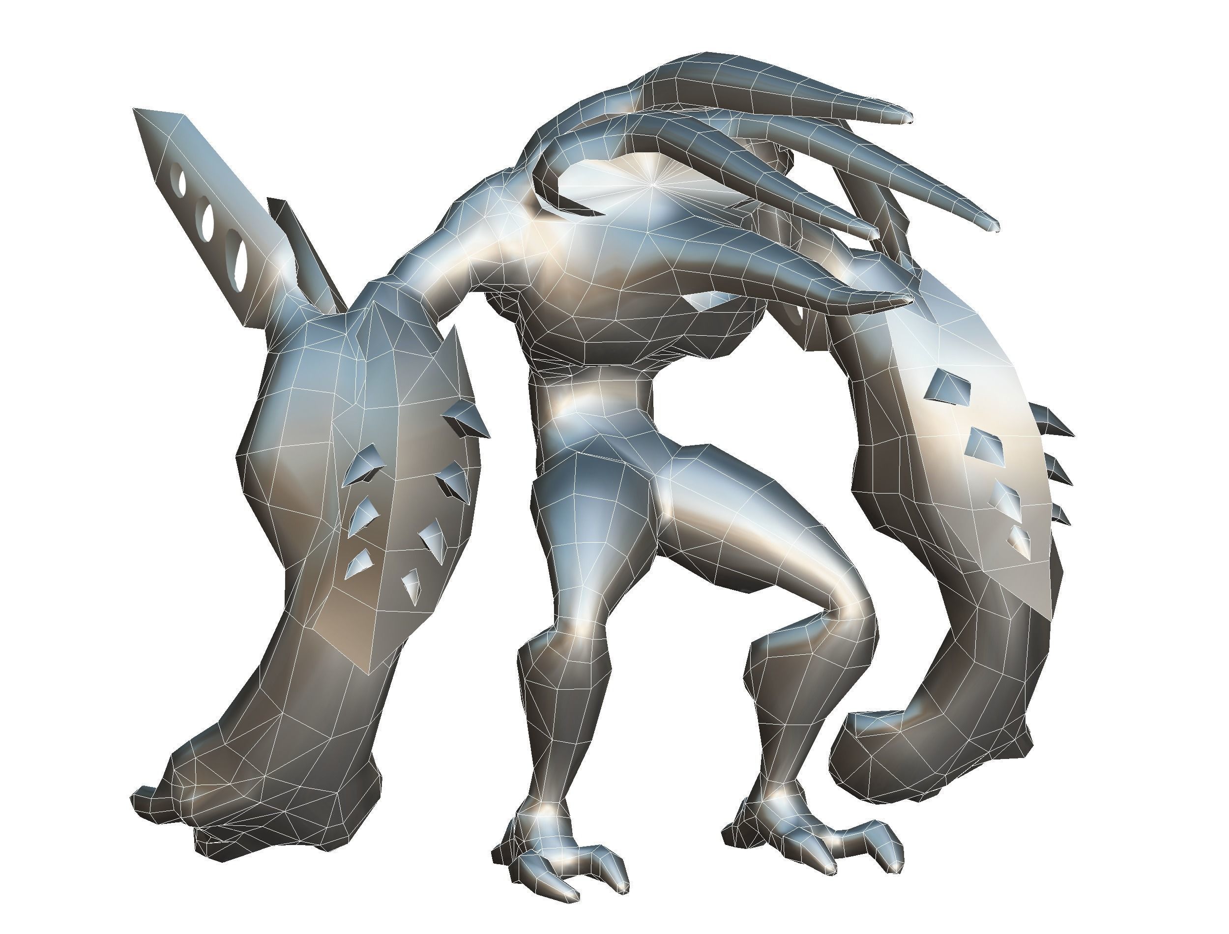 mystical monster with tentacles and big hands Low-poly 3D model_17