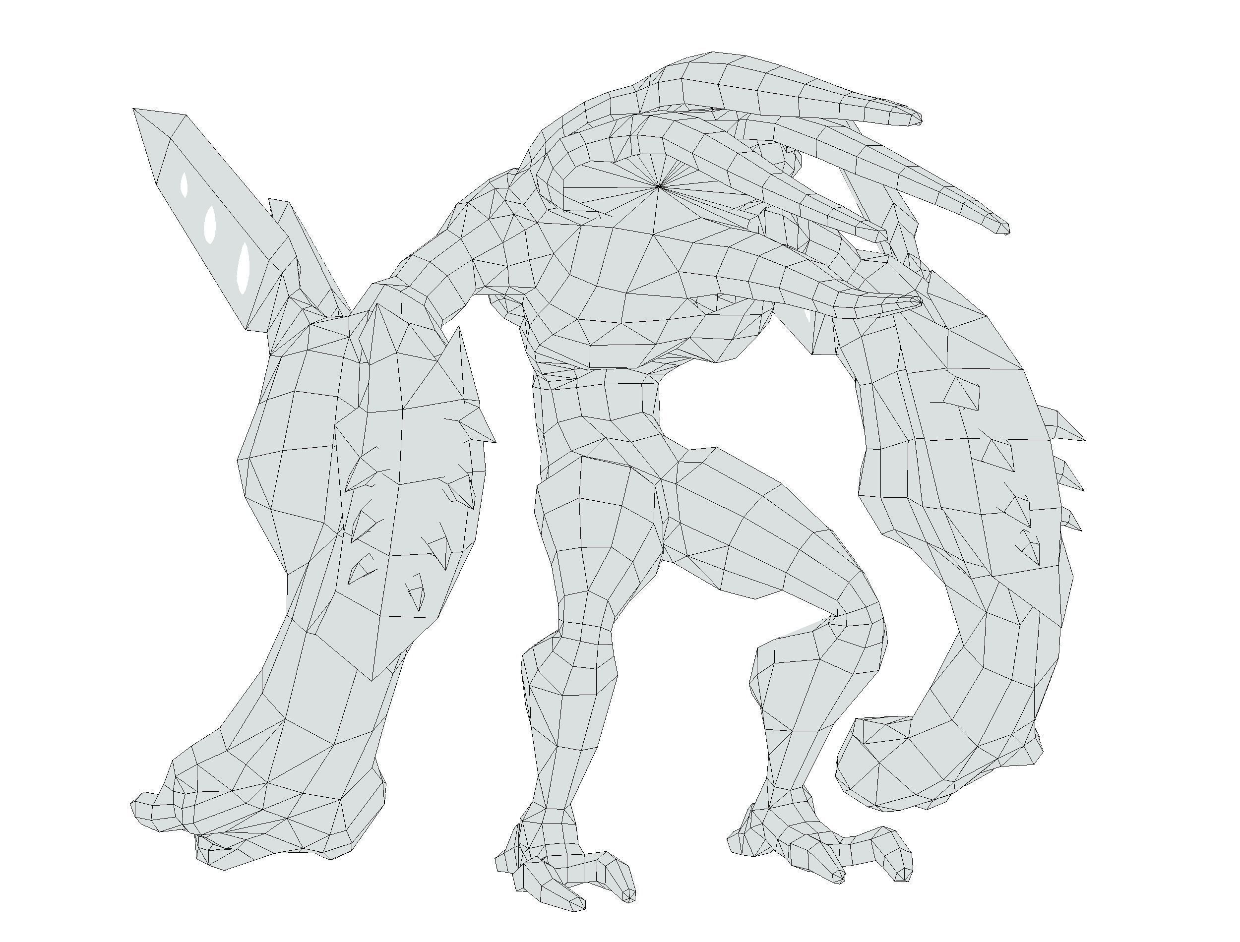 mystical monster with tentacles and big hands Low-poly 3D model_19