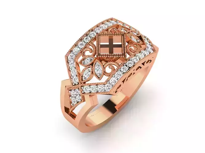 Women Diamond Ring 3dm render details