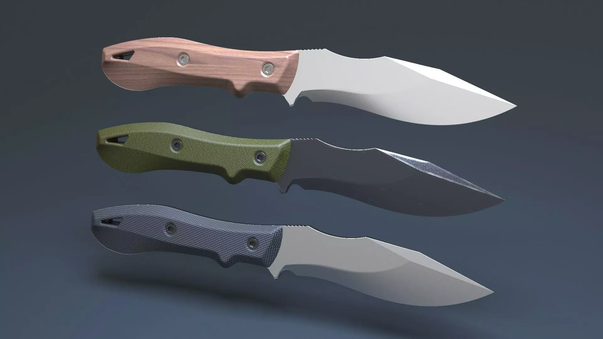 Hunting and combat modern knife 3D model_0