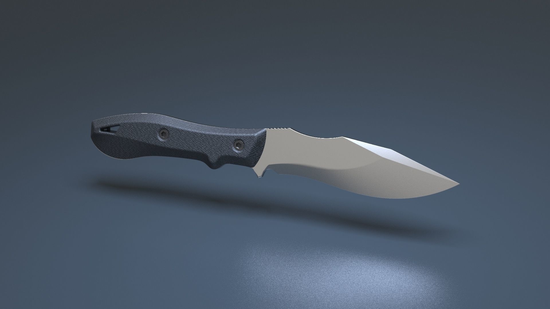 Hunting and combat modern knife 3D model_1