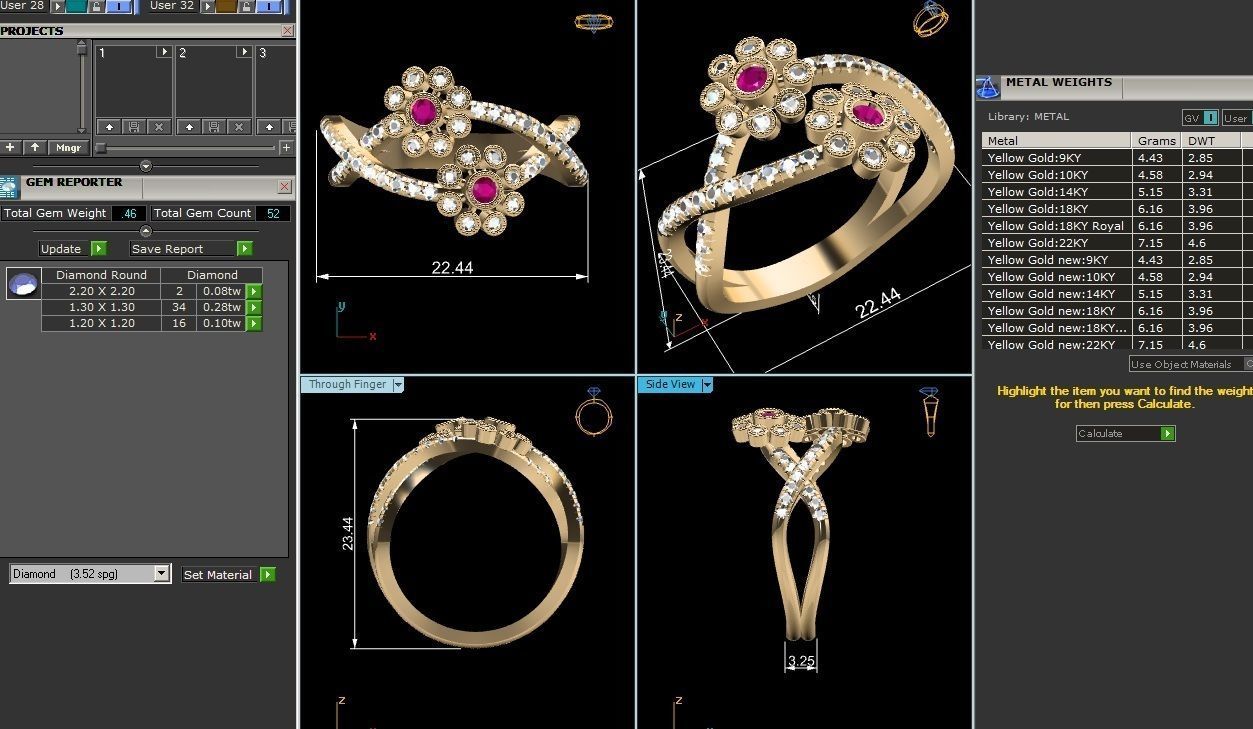 Women Diamond Ring 3dm render details 3D print model_4