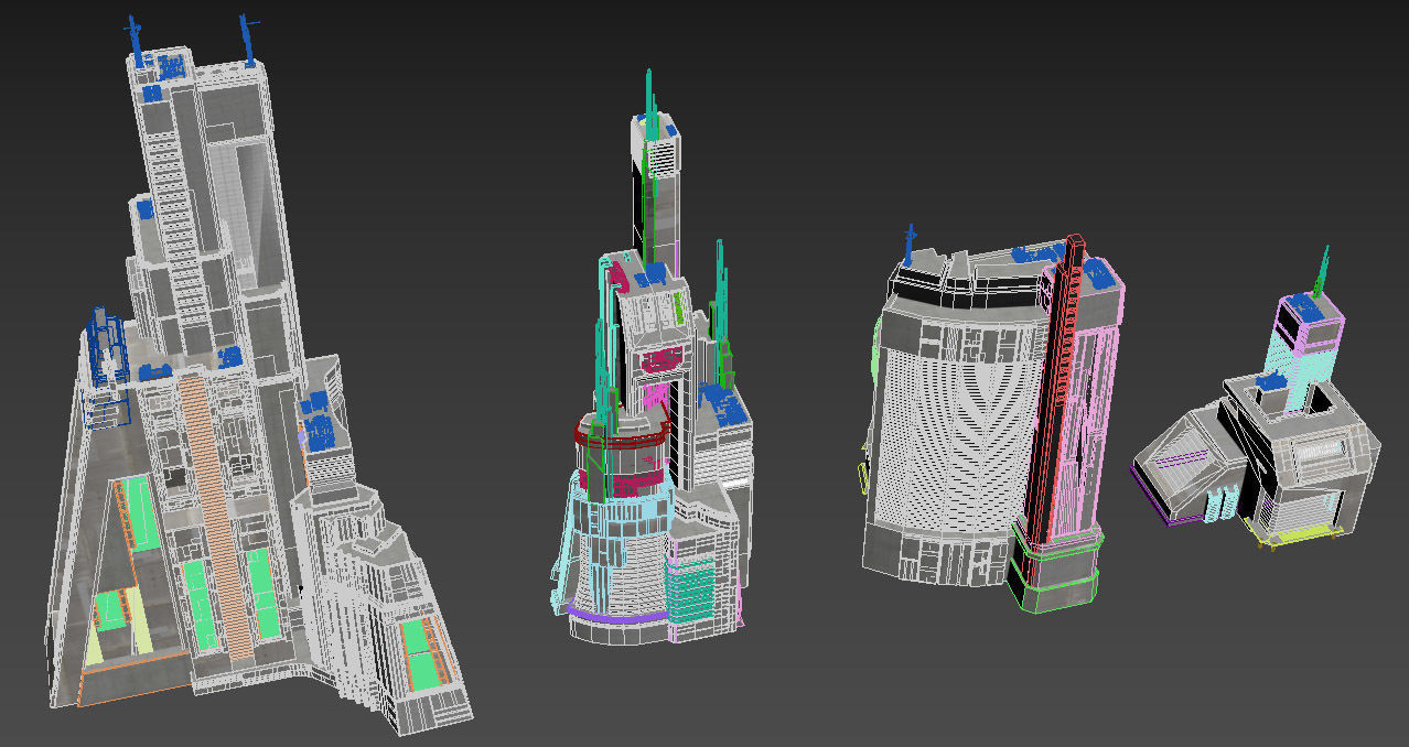 Brutalist Sci Fi Skyscrapers Kit 3D model_19