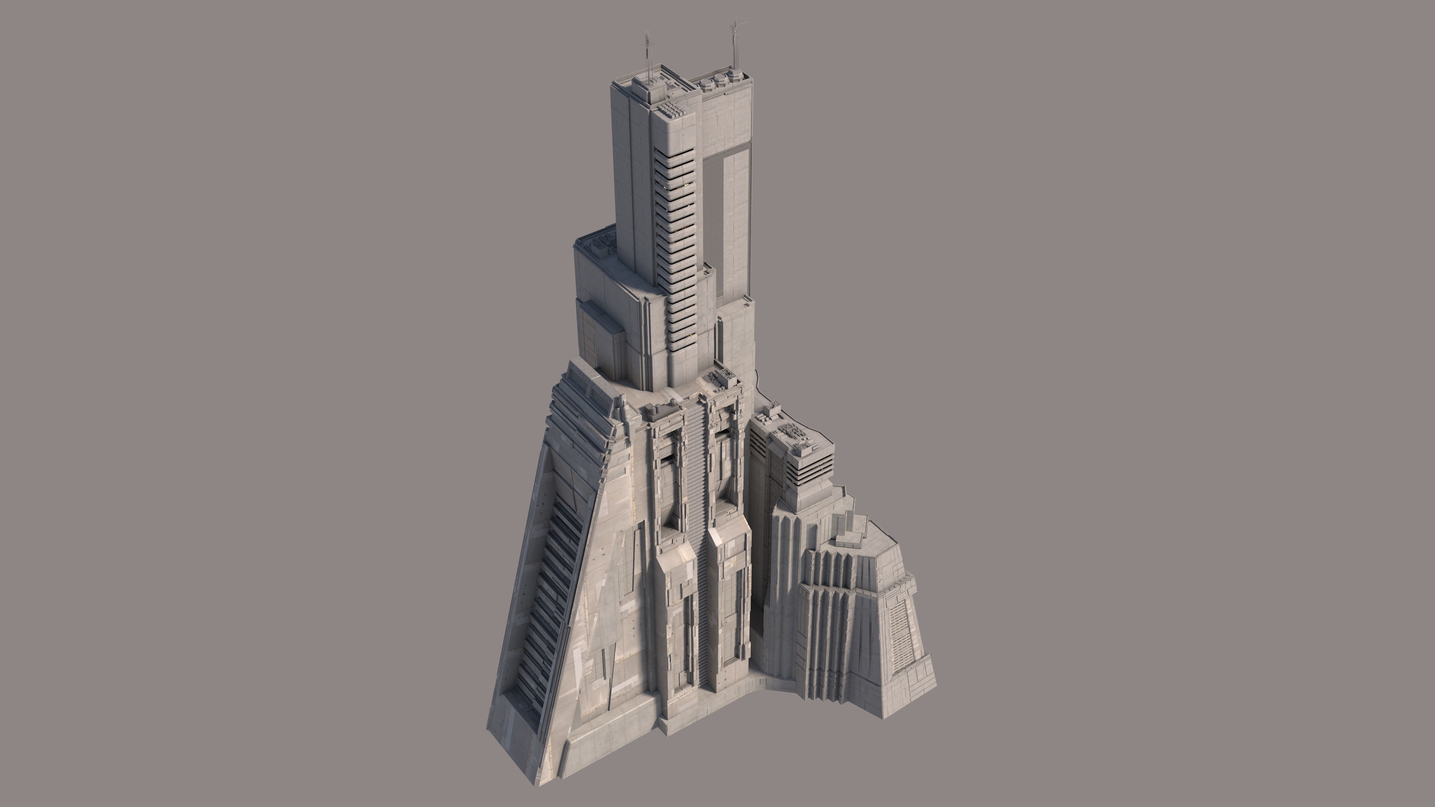 Brutalist Sci Fi Skyscrapers Kit 3D model_3
