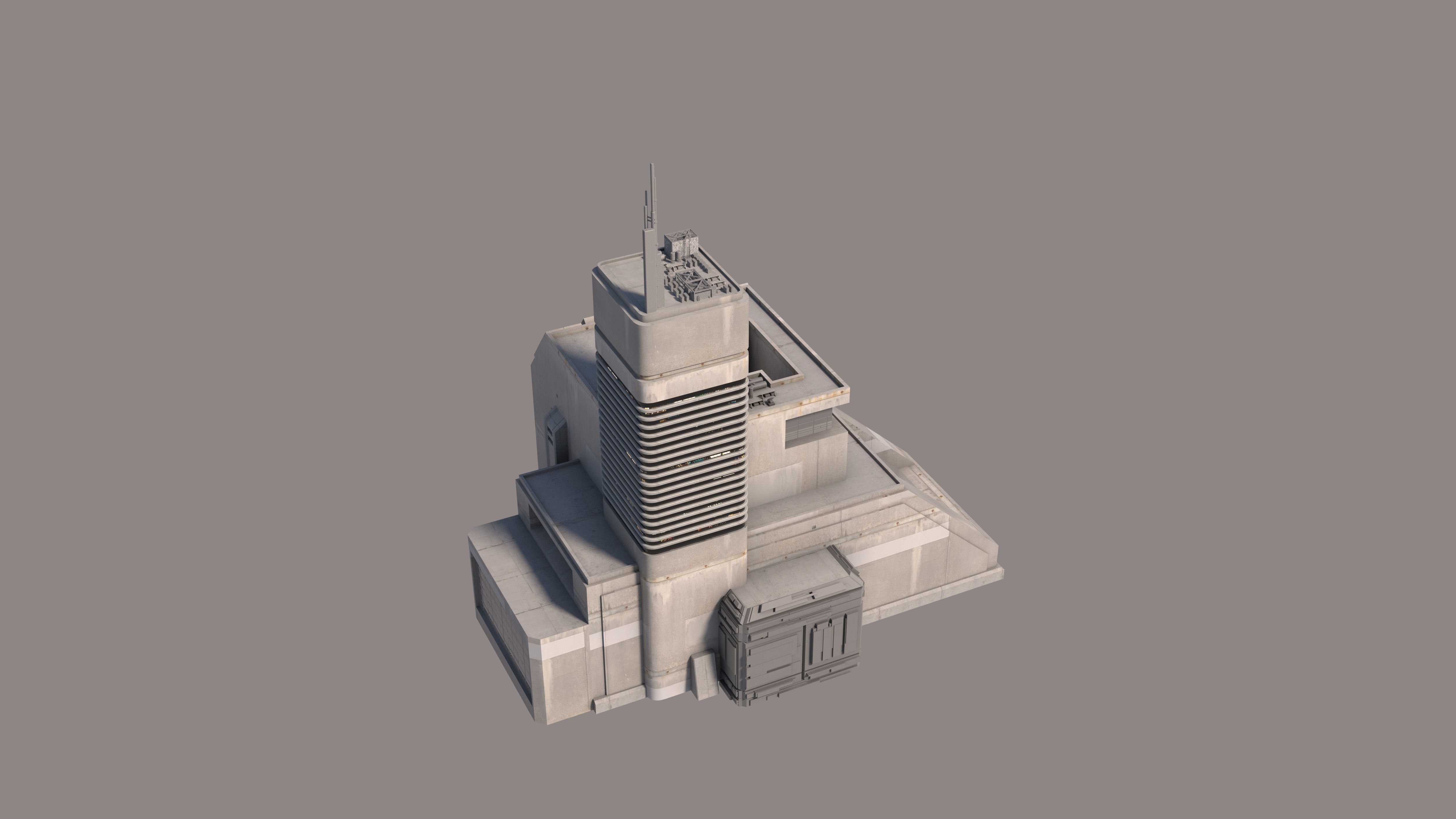 Brutalist Sci Fi Skyscrapers Kit 3D model_10