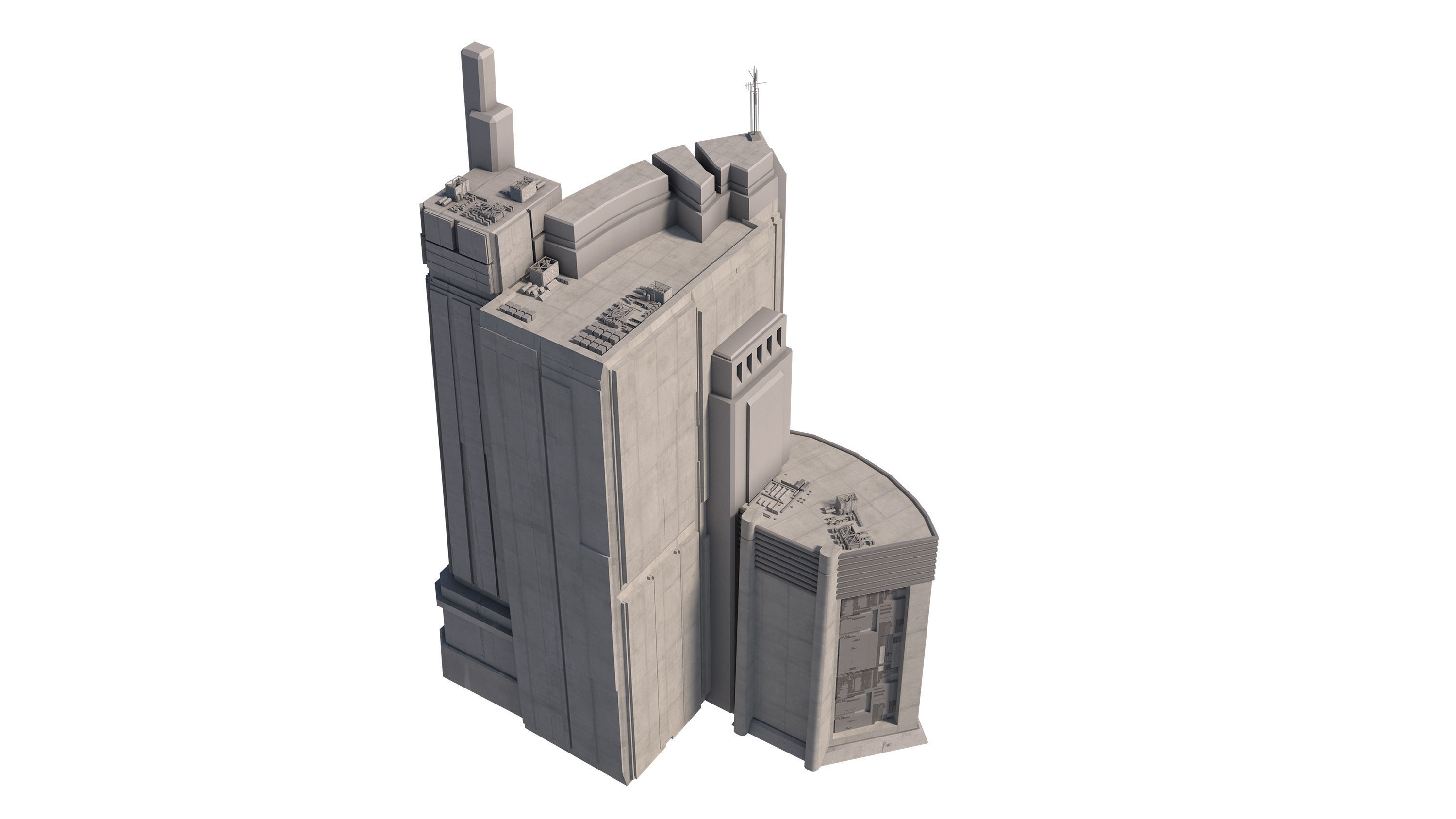 Brutalist Sci Fi Skyscrapers Kit 3D model_8