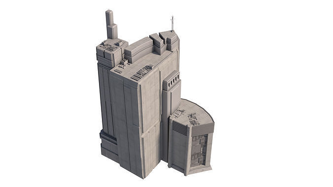 Brutalist Sci Fi Skyscrapers Kit 3D model 7