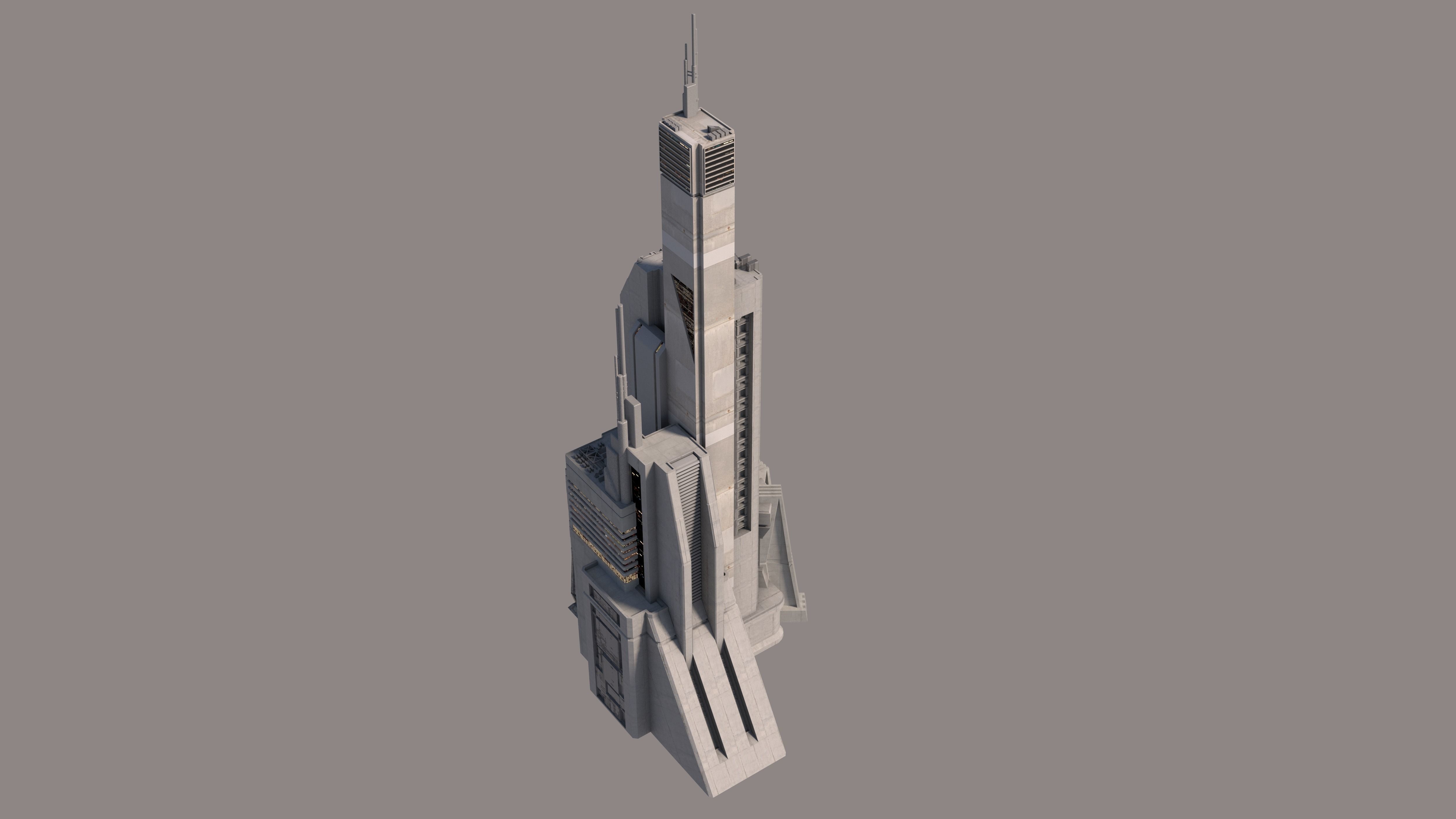 Brutalist Sci Fi Skyscrapers Kit 3D model_6