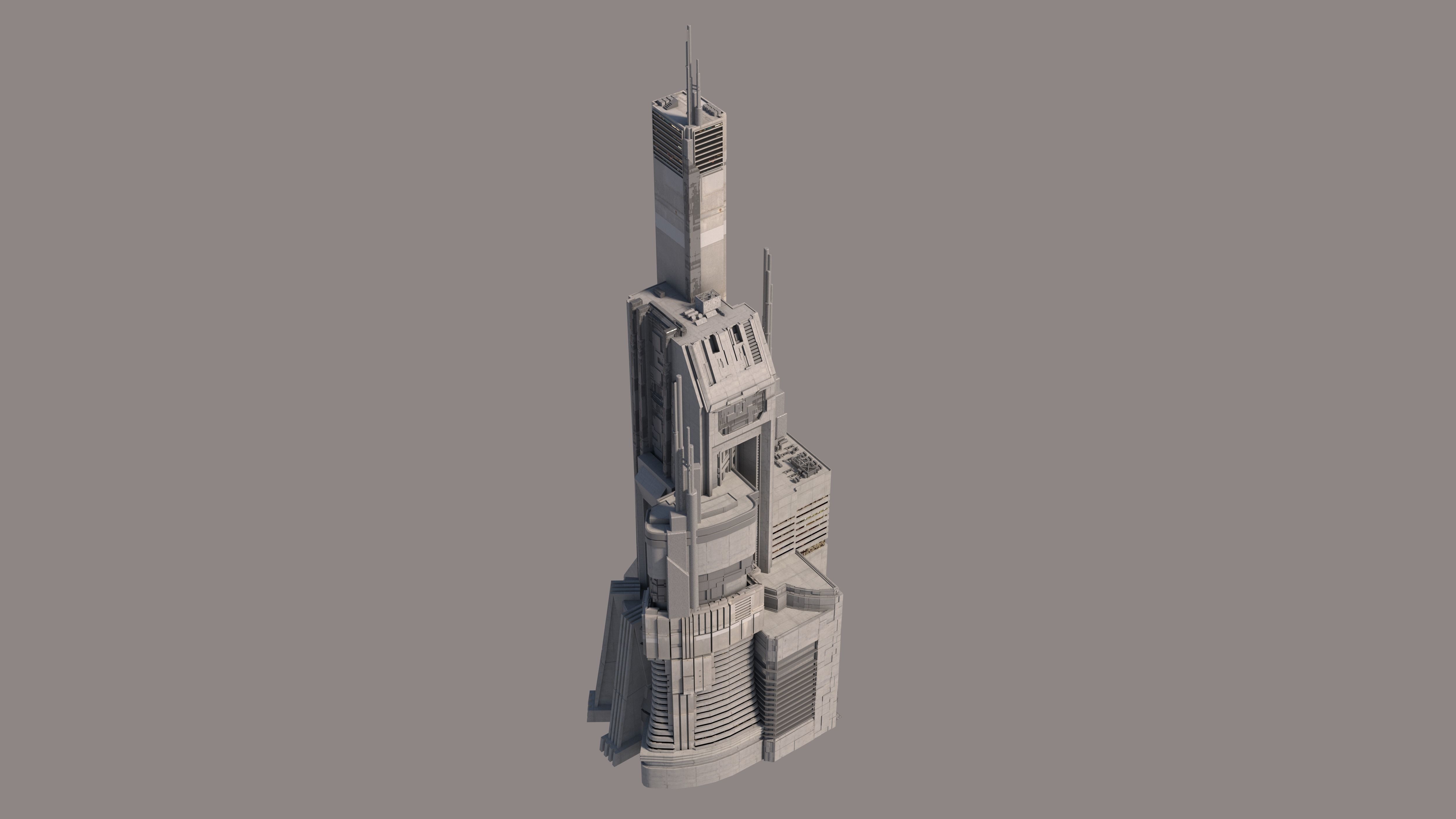 Brutalist Sci Fi Skyscrapers Kit 3D model_5