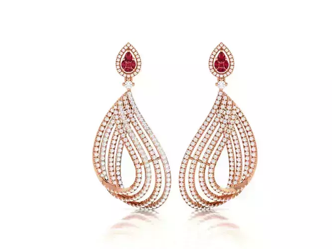 Women drop earrings 3dm render detail